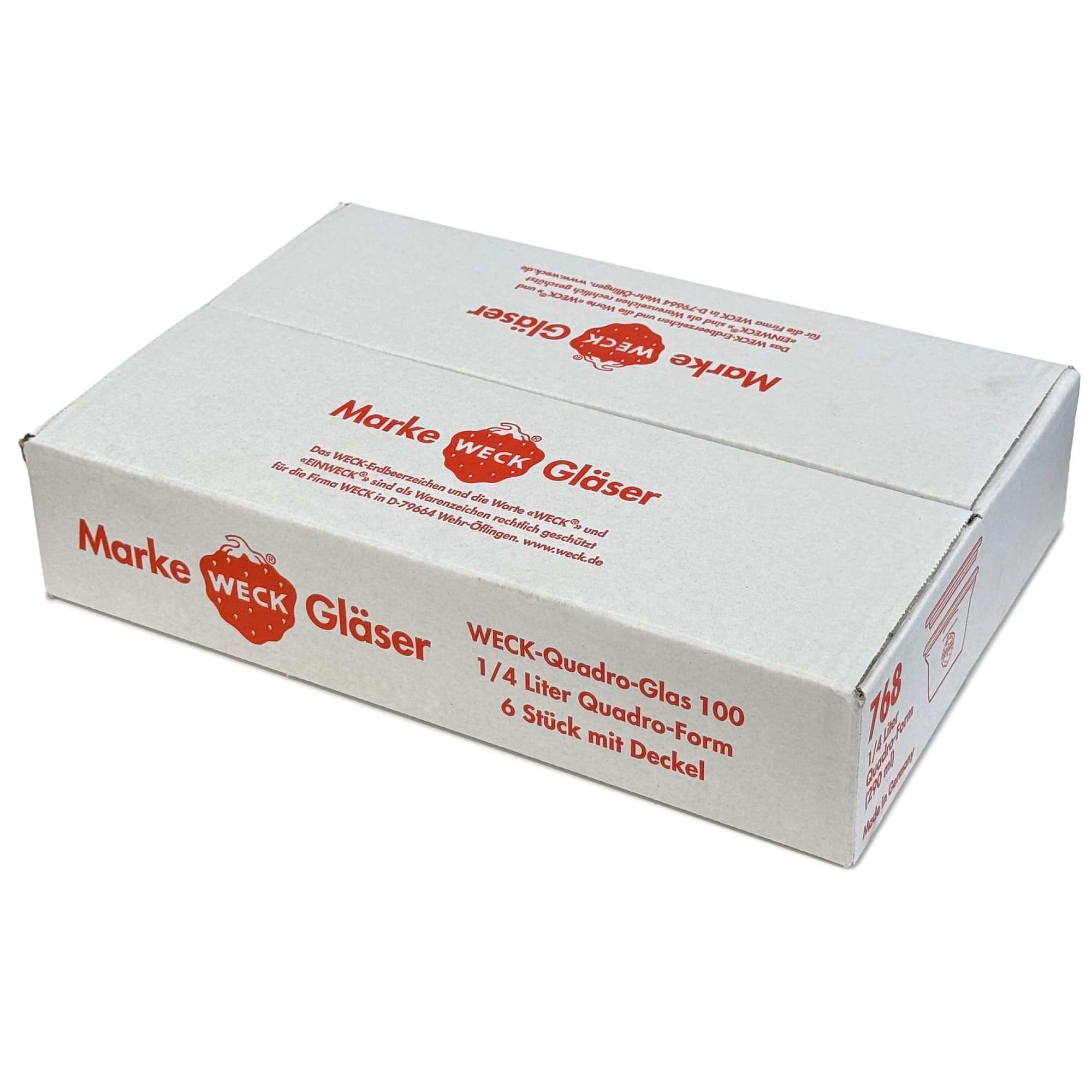 6x 290 ml WECK-Quadroglas met glazen deksel RR 100