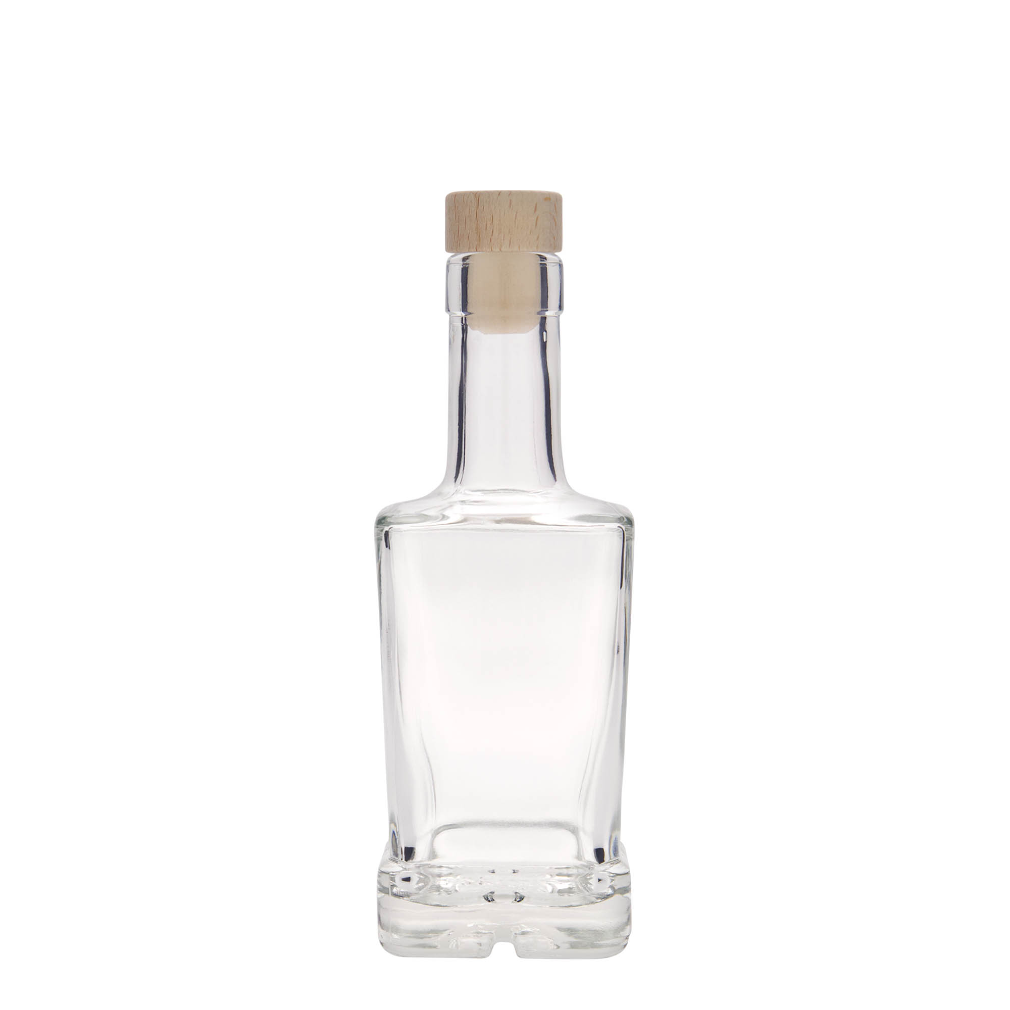 250 ml glazen fles 'Rene', vierkant, hals: kurk 250 ml glazen fles 'Rene', vierkant, hals: kurk