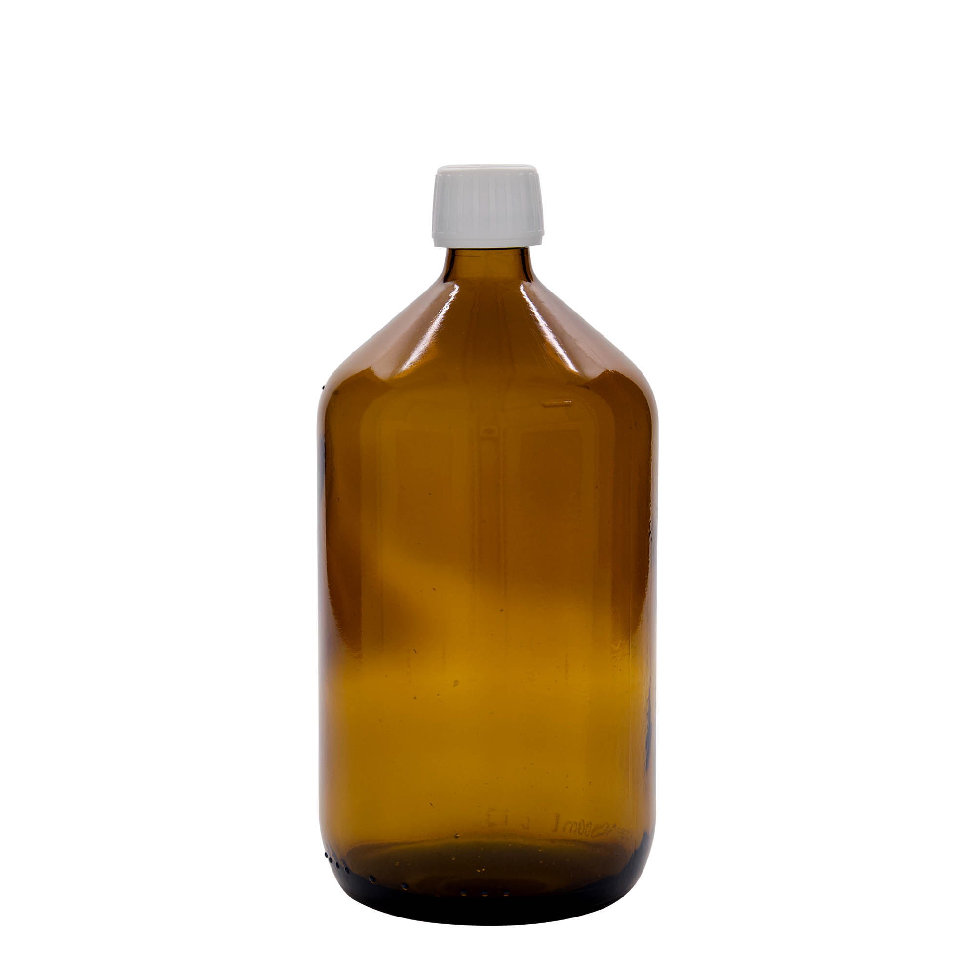 1.000 ml medicijnfles, bruin, glas, mondstuk: PP 28