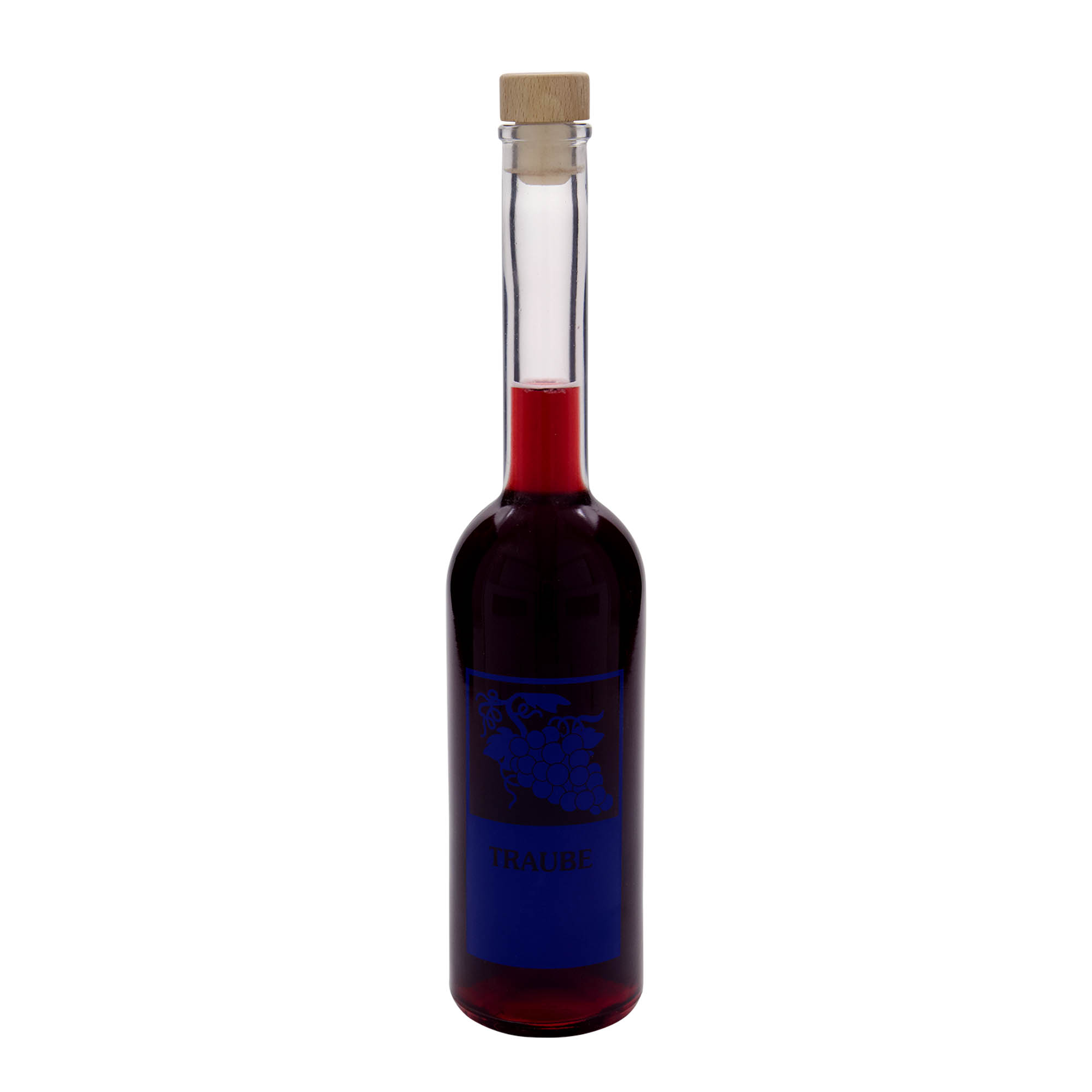 500 ml glazen fles 'Opera', motief: druif, opening: kurk 500 ml glazen fles 'Opera', motief: druif, opening: kurk