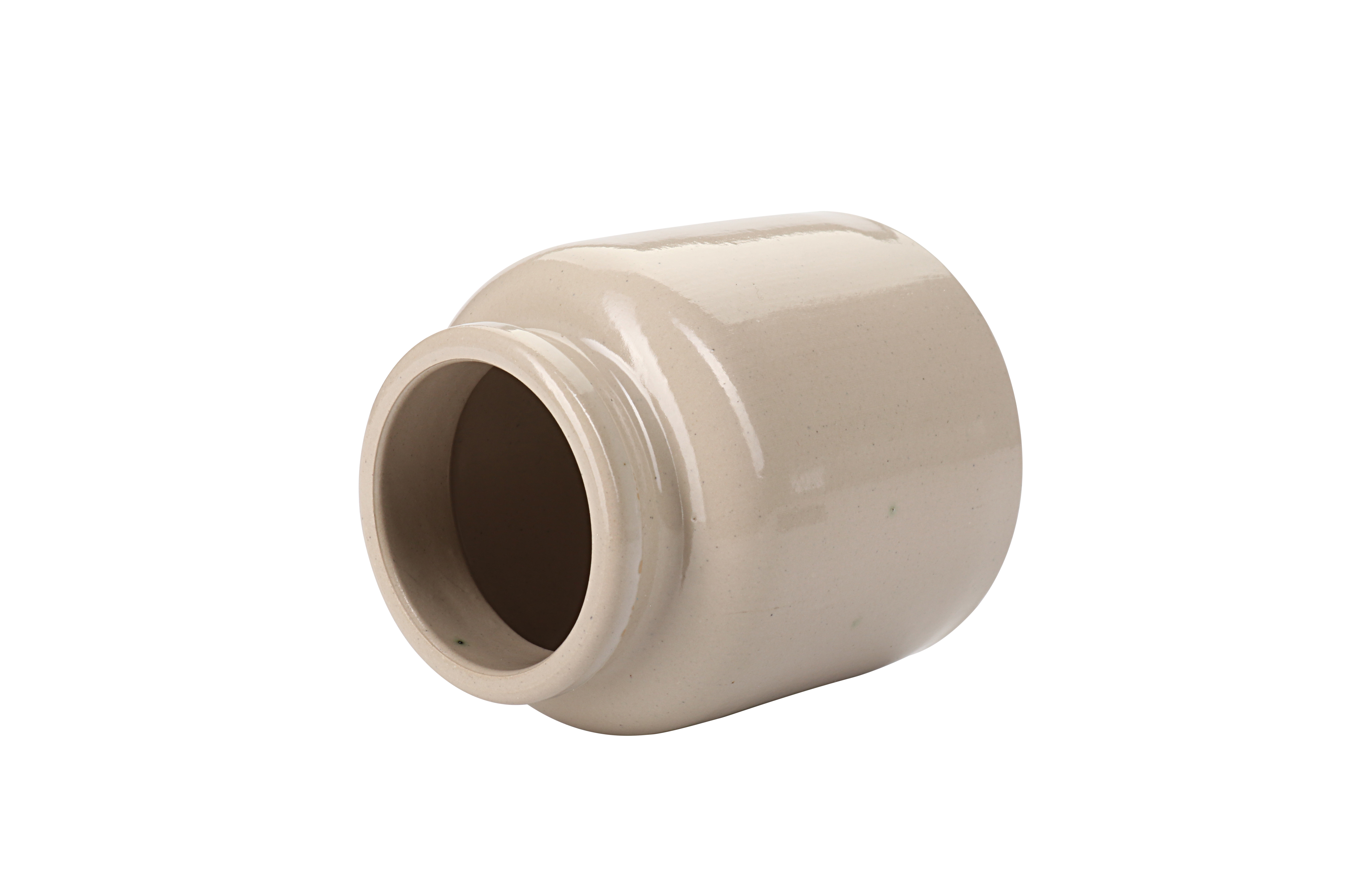 270 ml steengoedpot, keramiek, beige, opening: opzetdeksel