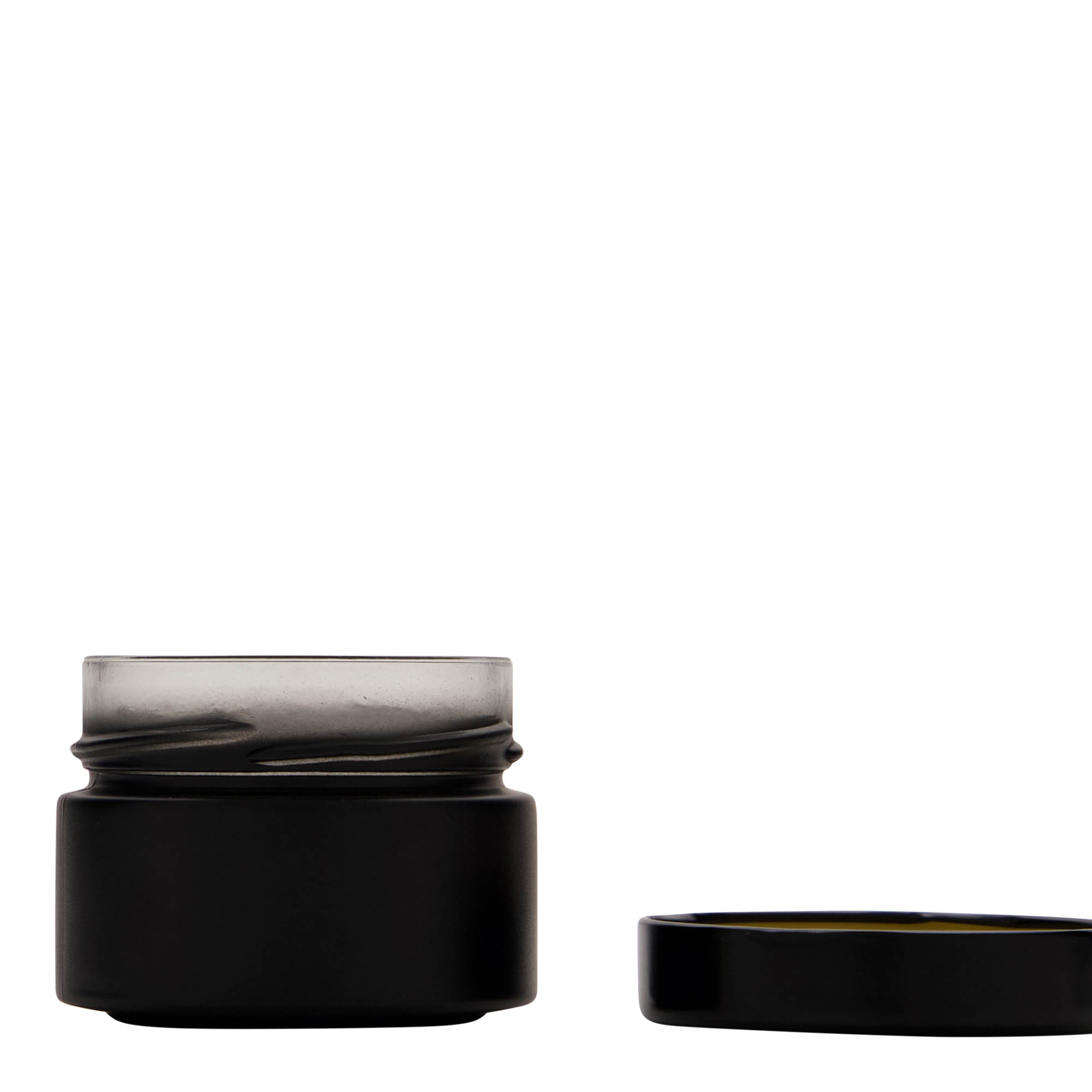 130 ml ronde glazen pot 'Aurora', zwart, opening: Deep-Twist-Off (DTO 66)