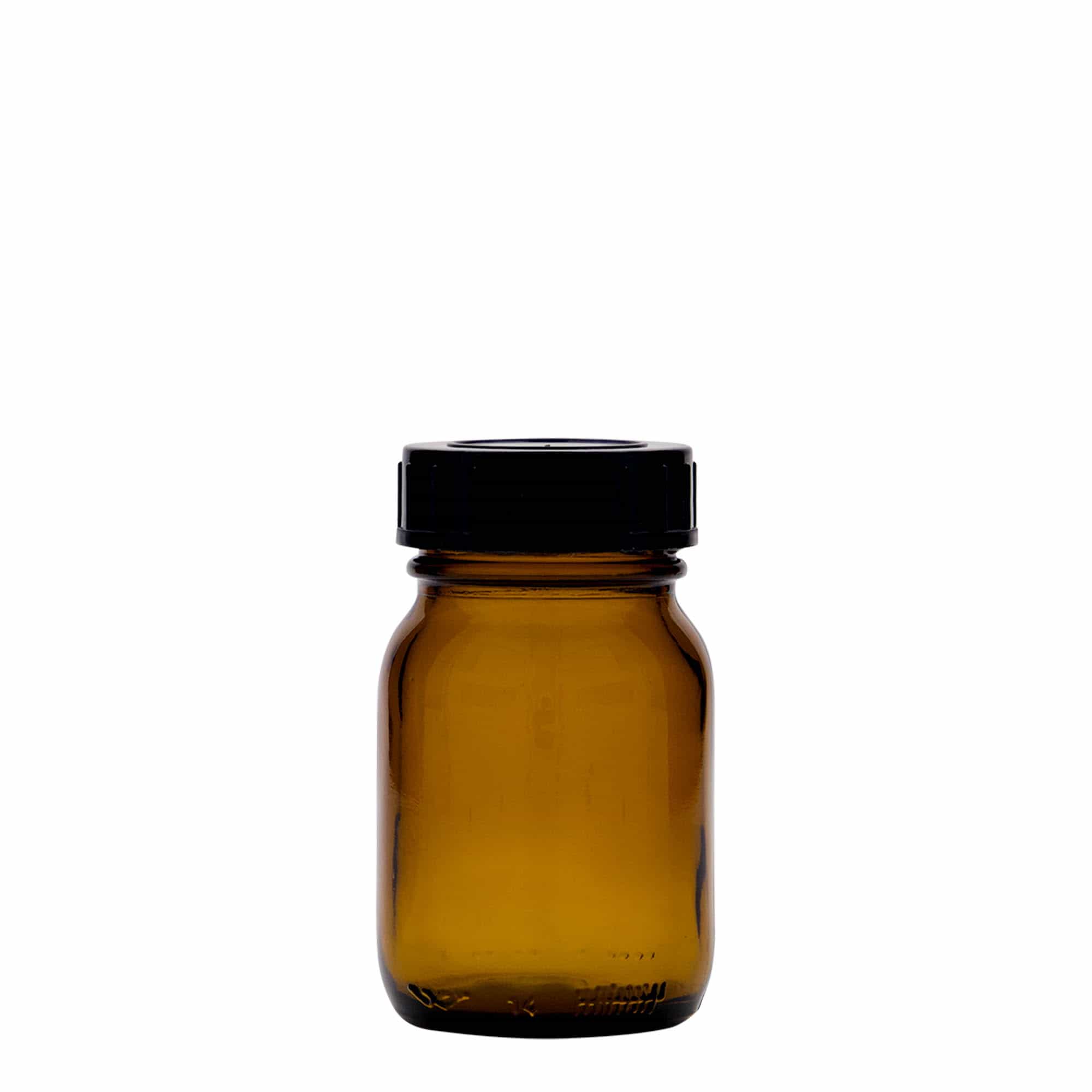 75 ml bredehalsglas, bruin, opening: DIN 40