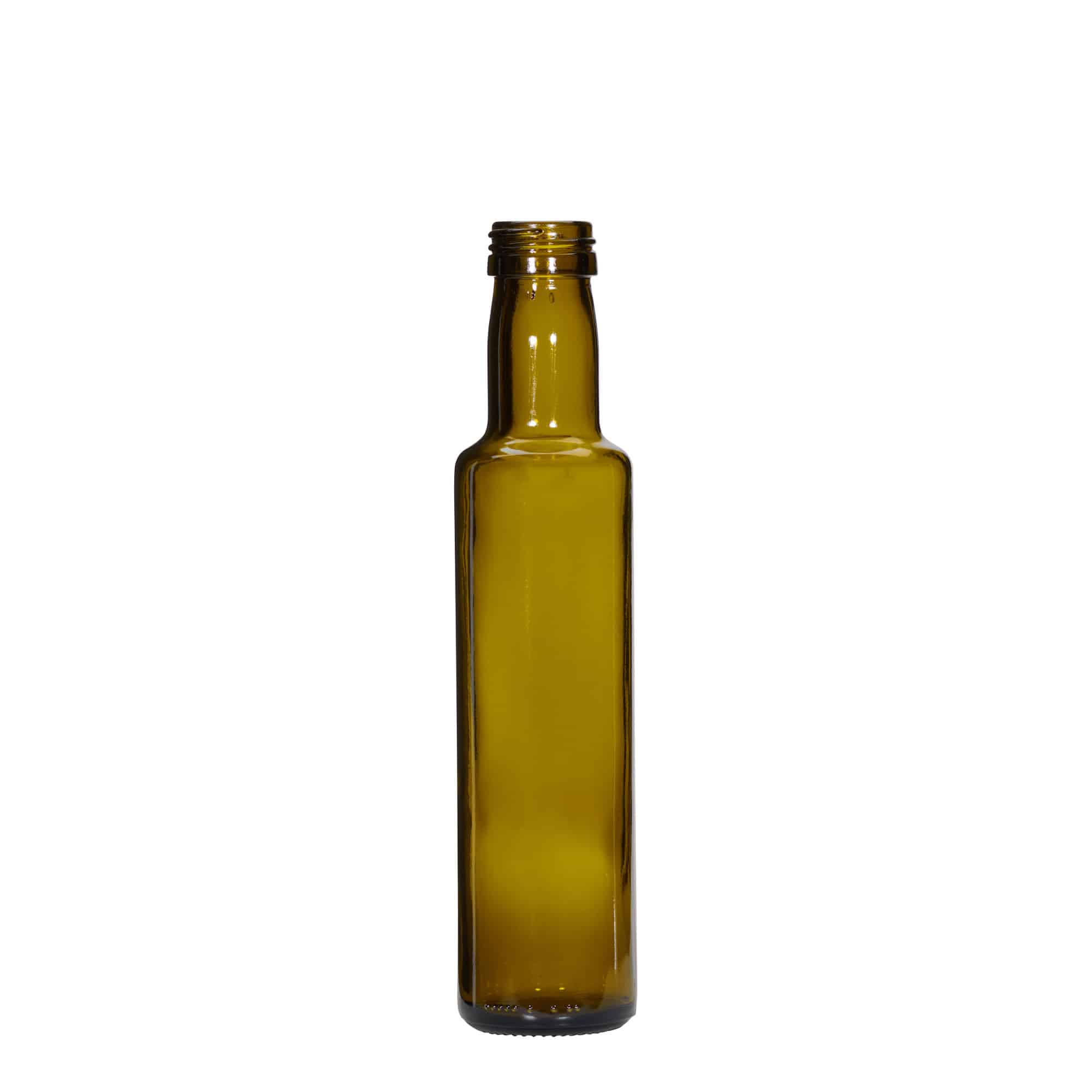 250 ml glazen fles 'Dorica', antiekgroen, opening: PP 31,5