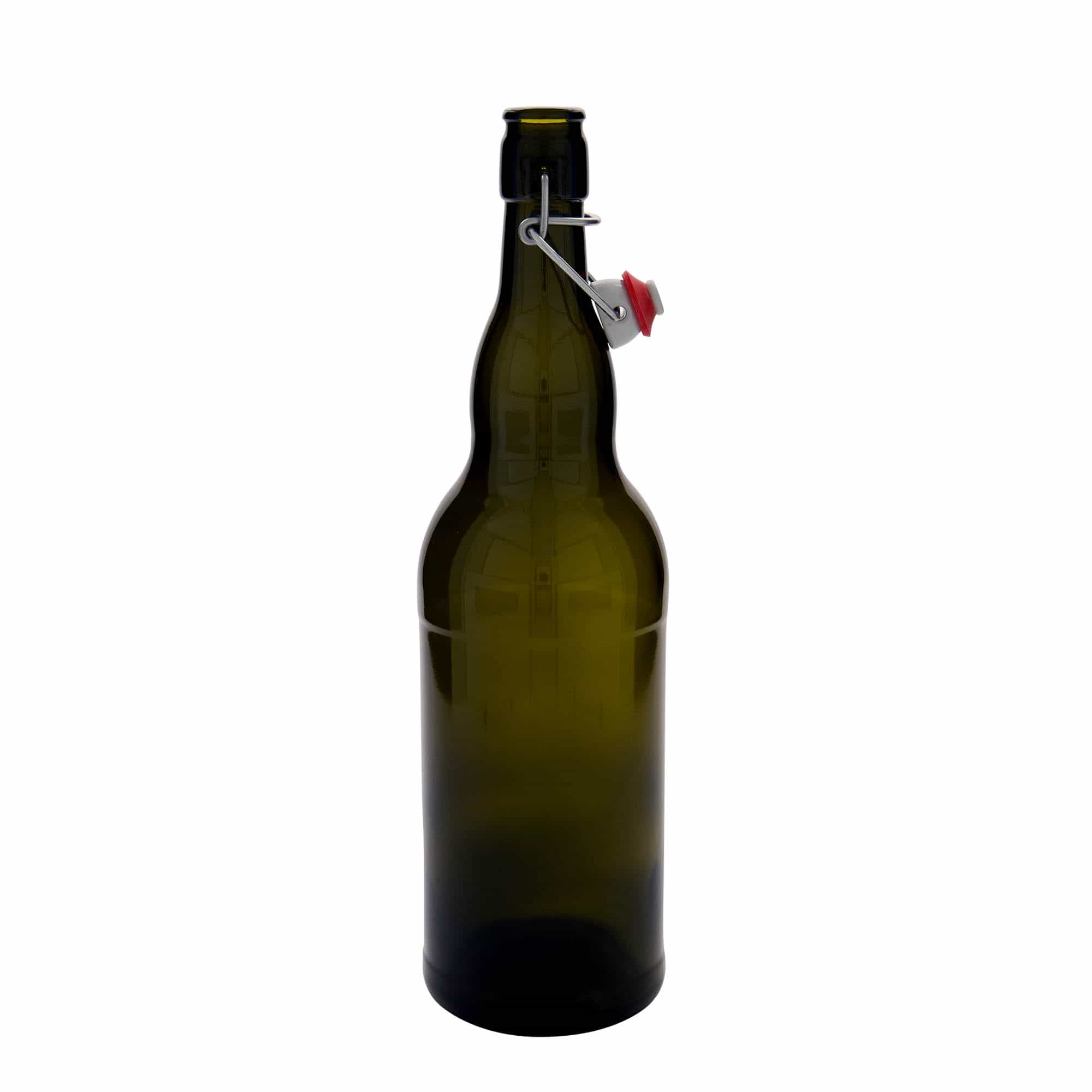 1.000 ml bierfles België, glas, antiekgroen, hals: beugelsluiting