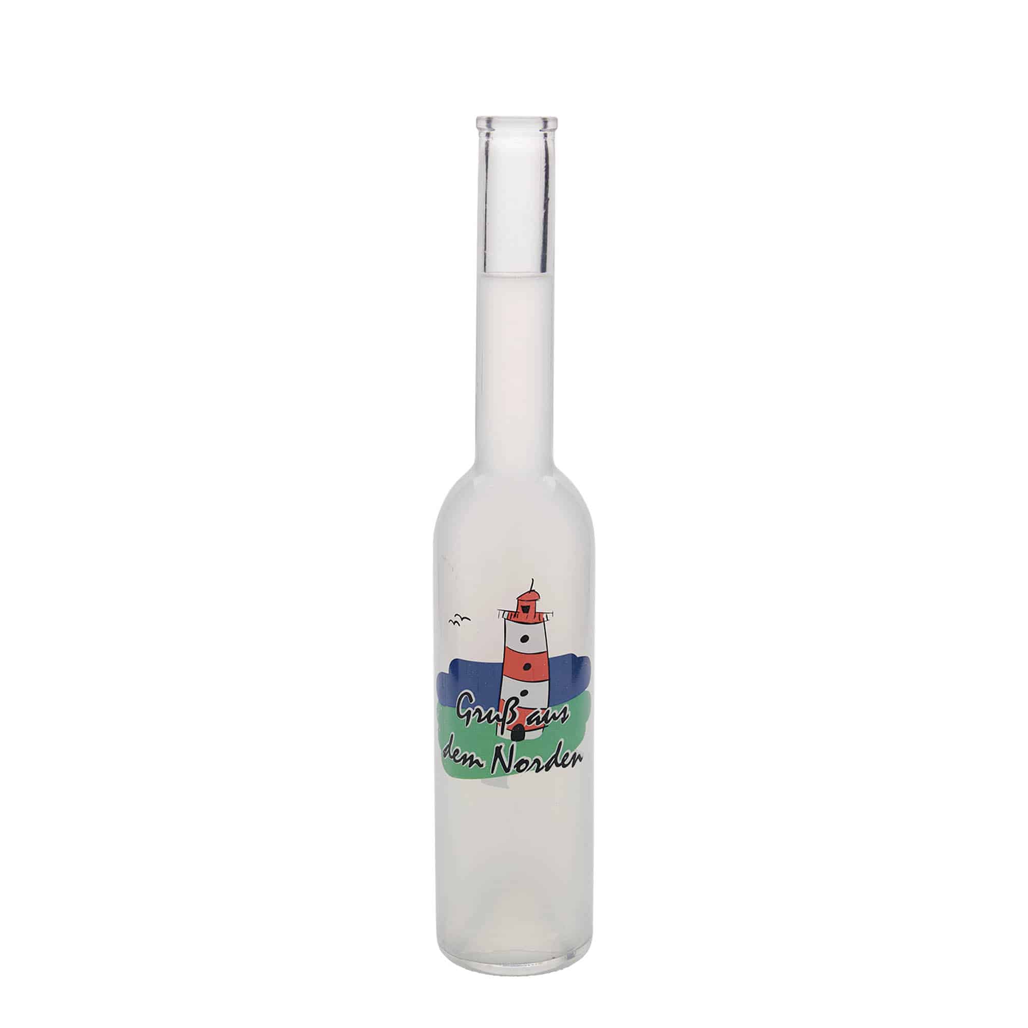350 ml glazen fles 'Opera', motief: Noorden, opening: kurk 350 ml glazen fles 'Opera', motief: Noorden, opening: kurk