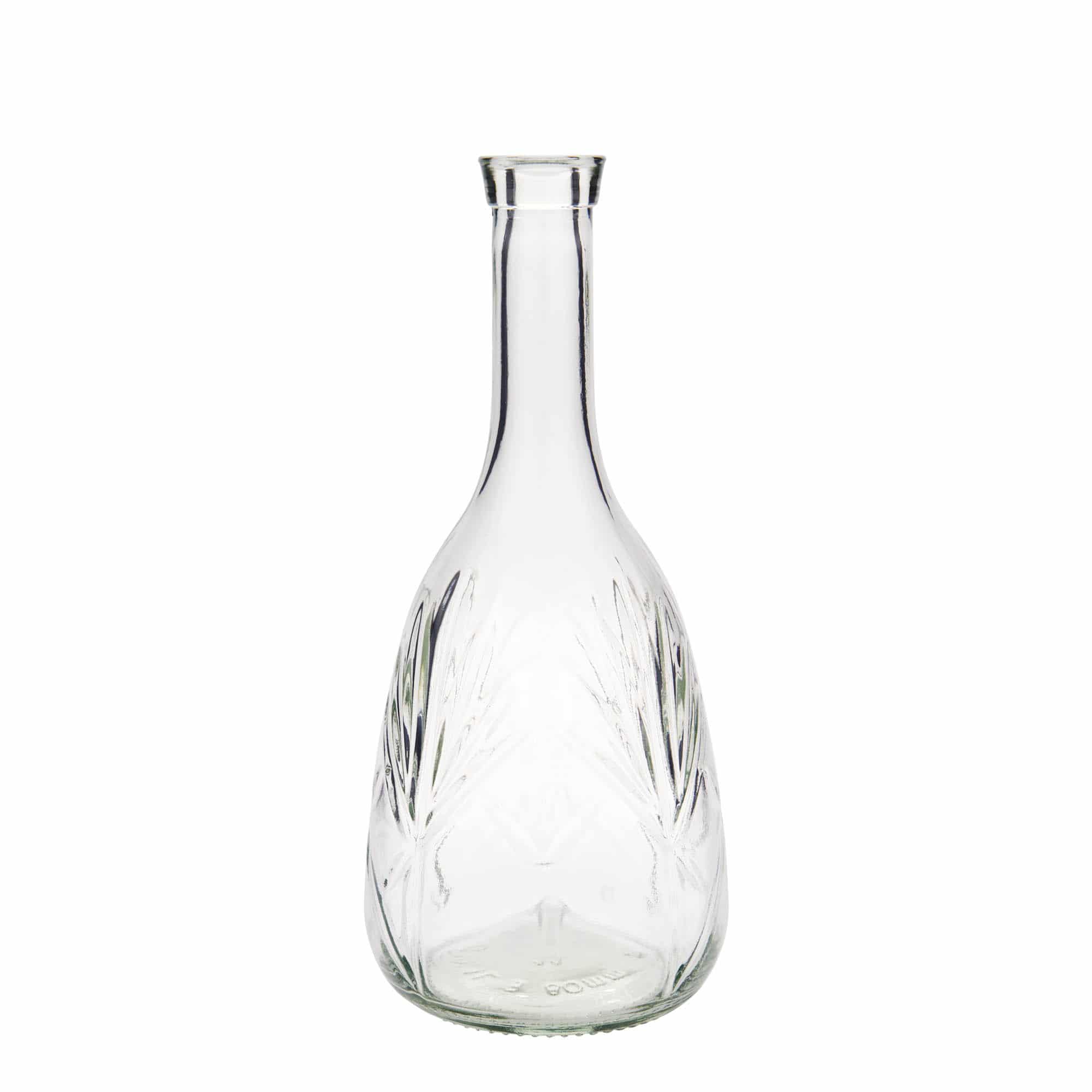 Glazen fles 'Reliefa', 1000 ml, monding: kurk Glazen fles 'Reliefa', 1000 ml, monding: kurk