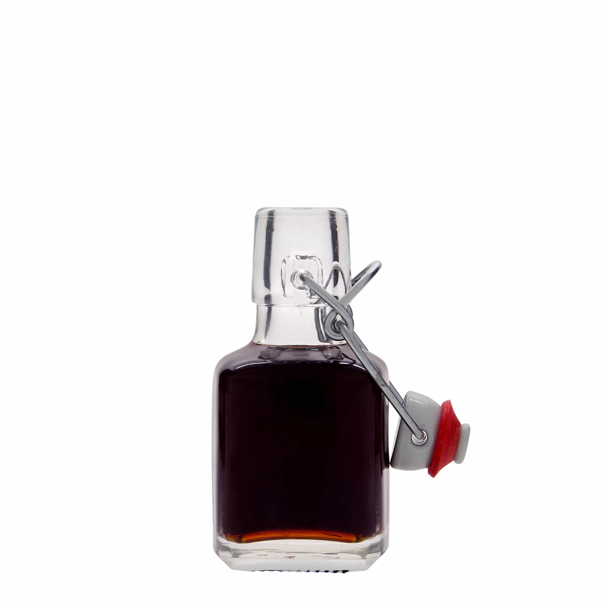 100 ml glazen fles 'Kubica', vierkant, opening: beugelverschluss