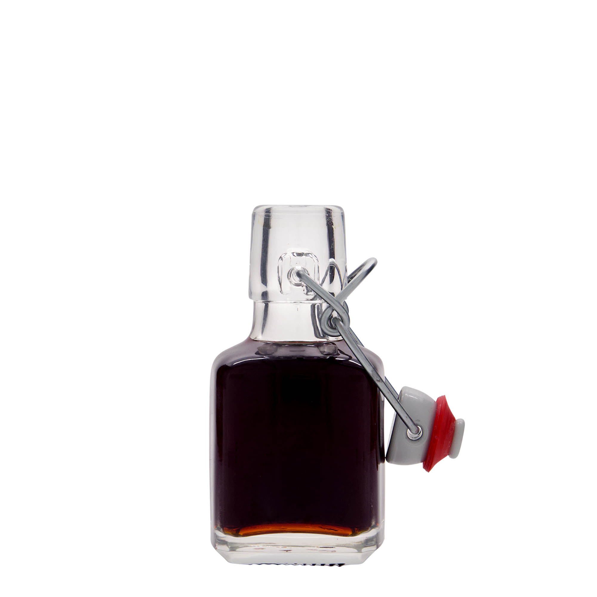 100 ml glazen fles 'Kubica', vierkant, opening: beugelverschluss