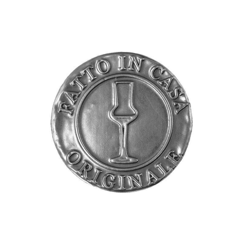 Bliketiket 'Fatto in Casa', rond, metaal, zilver Bliketiket 'Fatto in Casa', rond, metaal, zilver