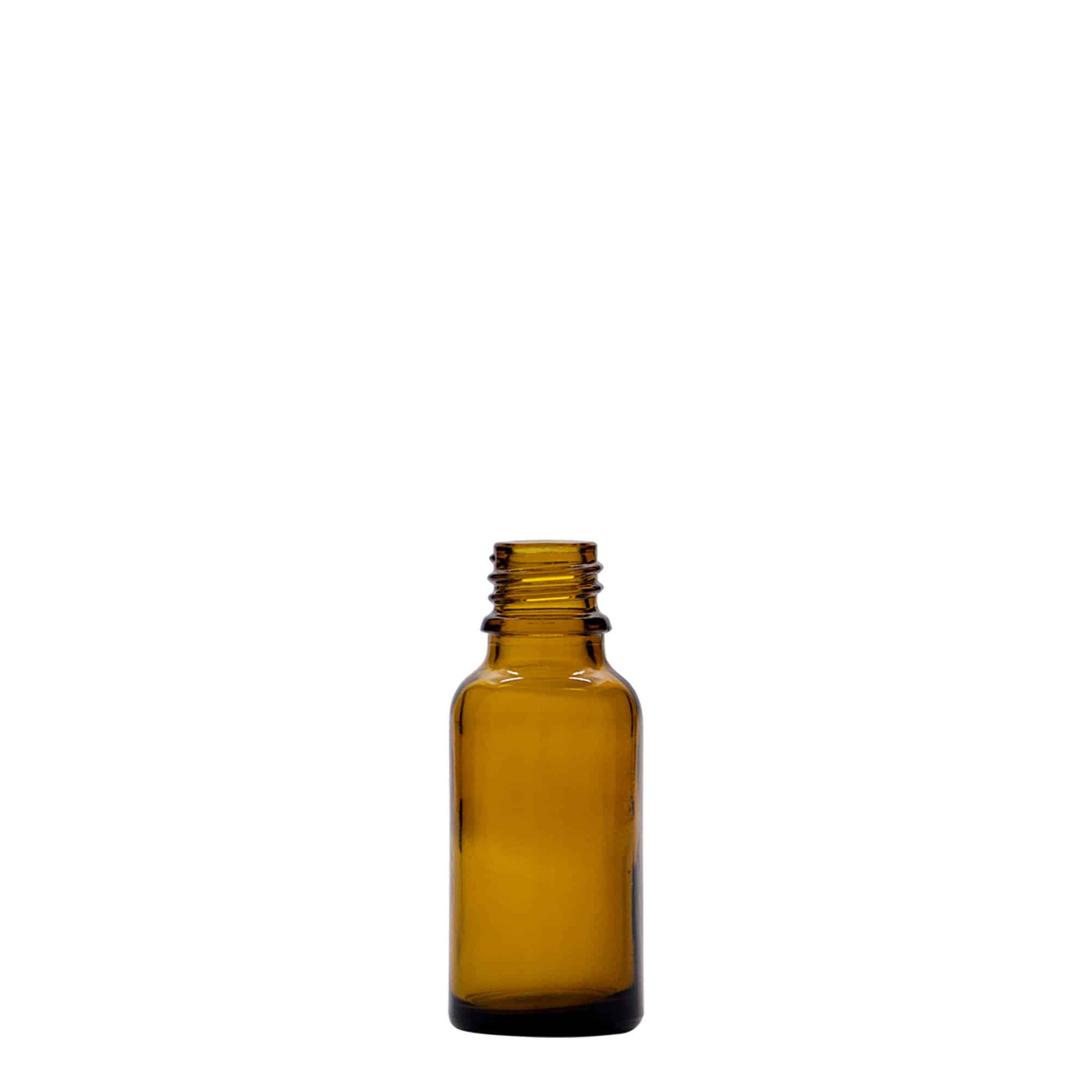 Medicijnfles, 20 ml, glas, bruin, monding: DIN 18 Medicijnfles, 20 ml, glas, bruin, monding: DIN 18