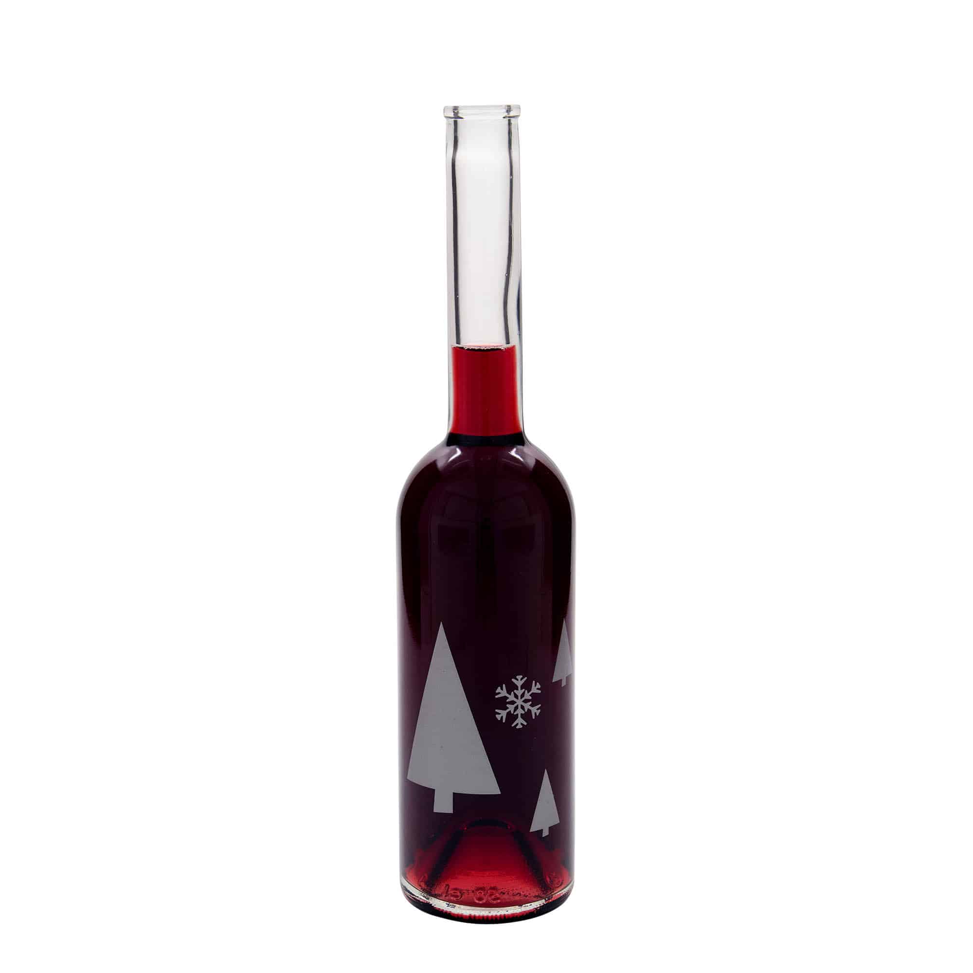 500 ml glazen fles 'Opera', motief: sneeuwvlokken, hals: kurk