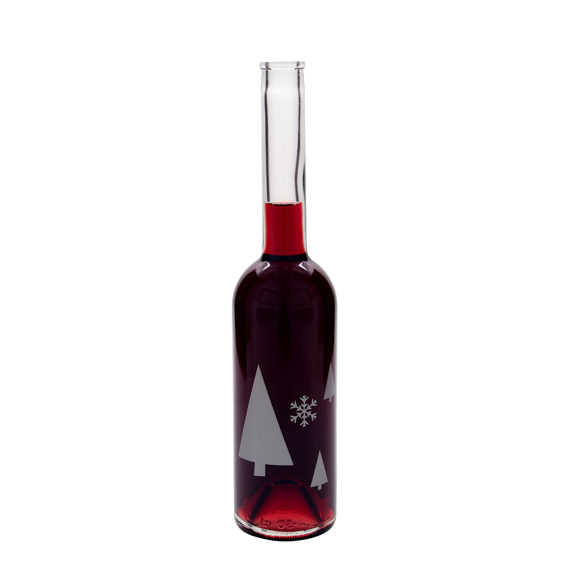 500 ml glazen fles 'Opera', motief: sneeuwvlokken, hals: kurk