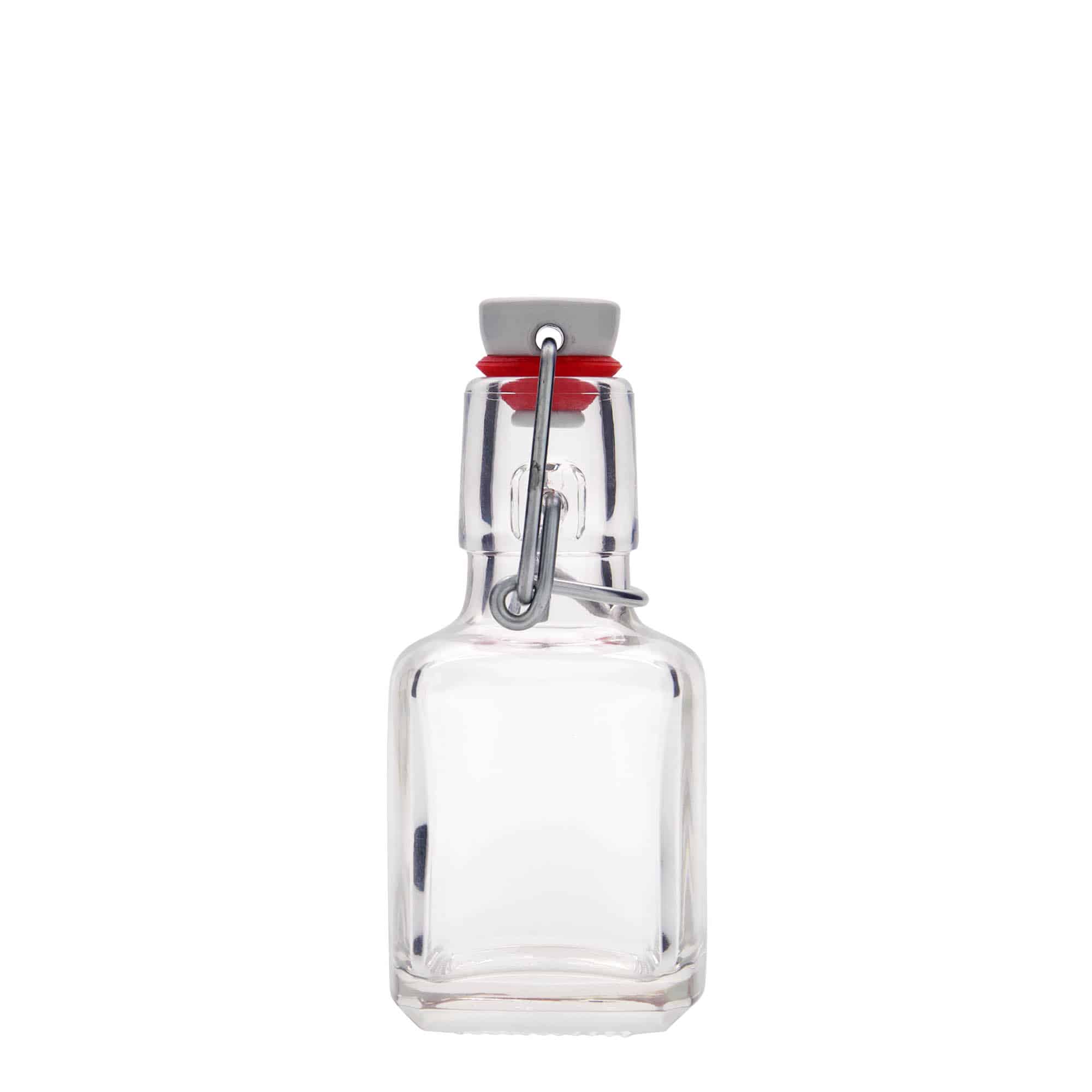 100 ml glazen fles 'Kubica', vierkant, opening: beugelverschluss