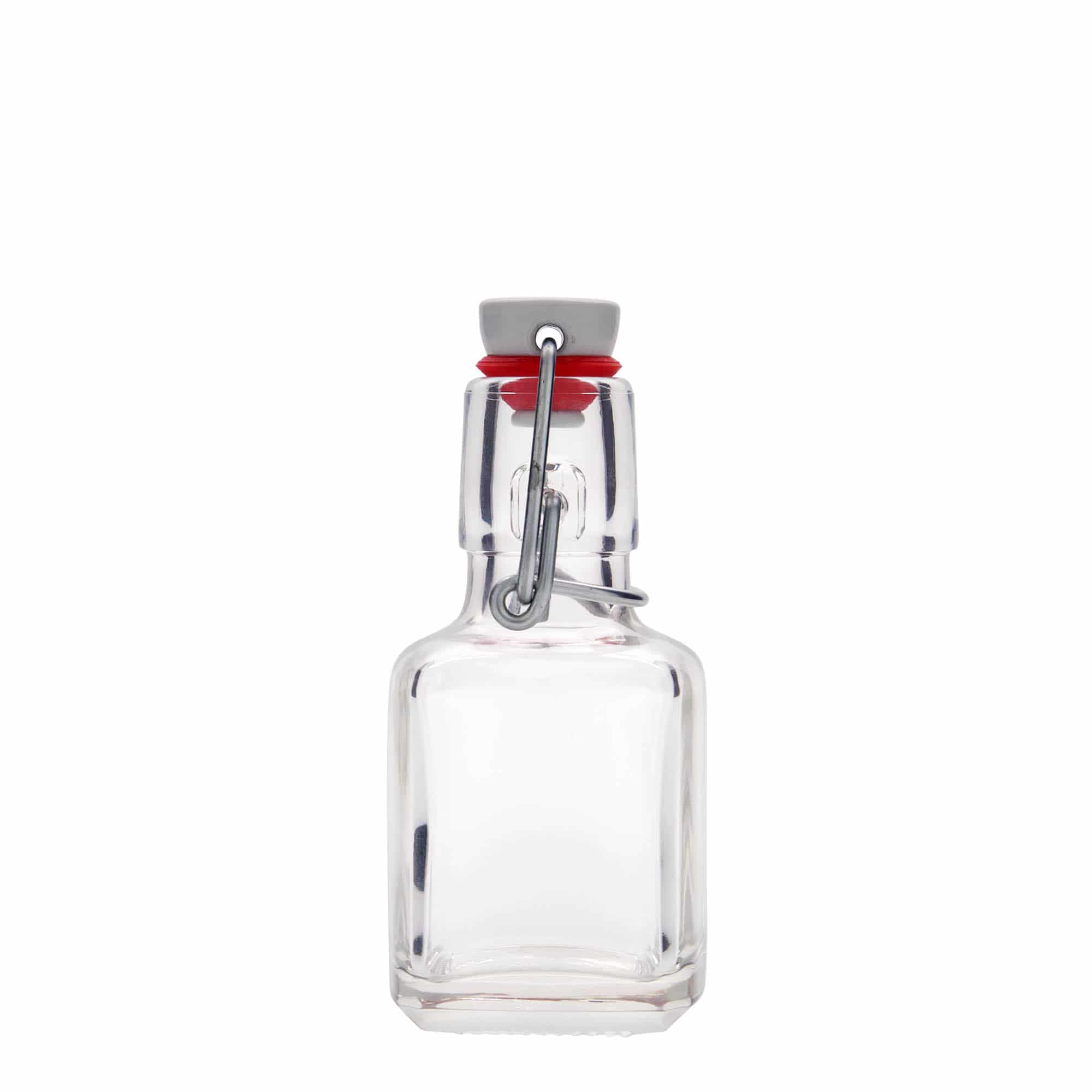 100 ml glazen fles 'Kubica', vierkant, opening: beugelverschluss