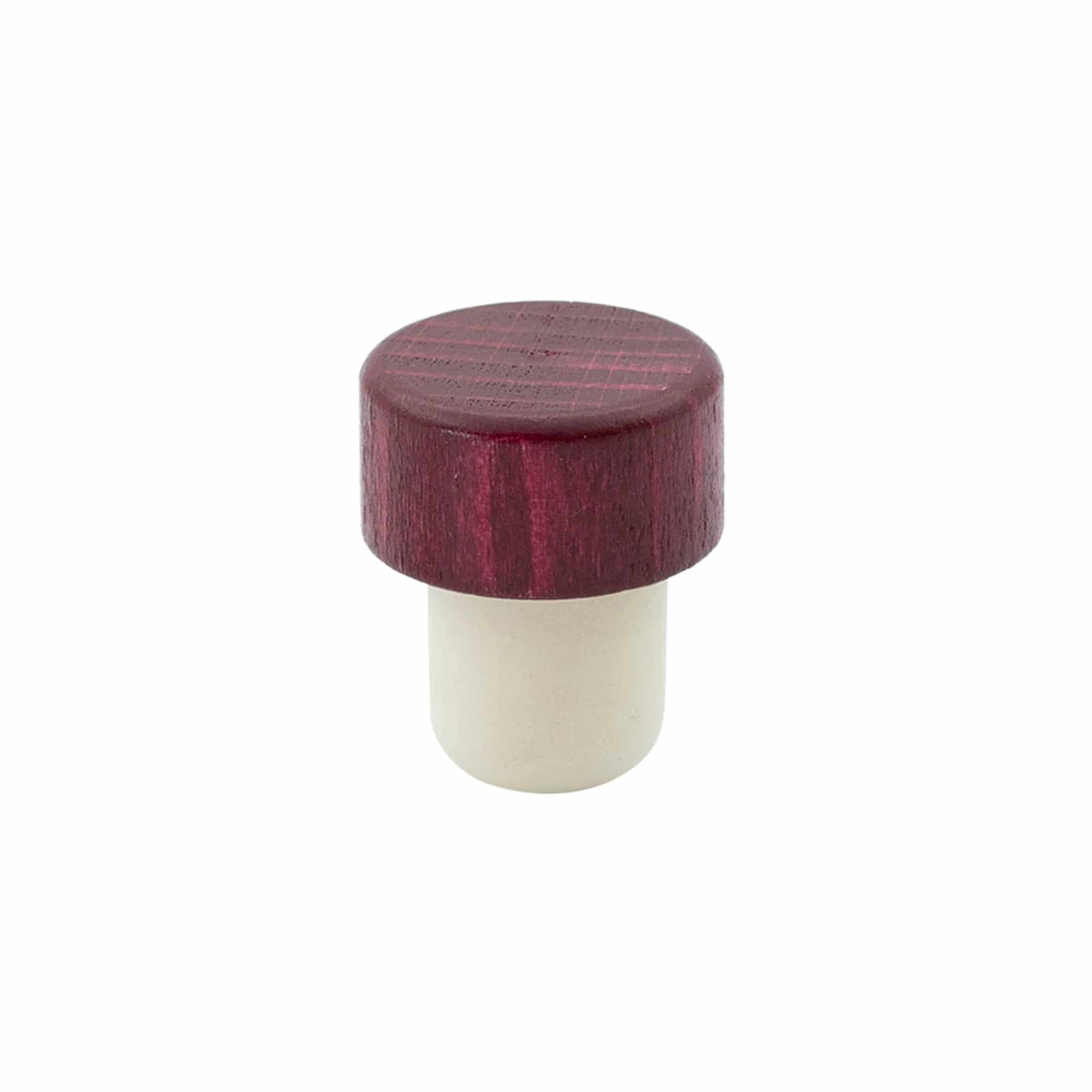 Dopkurk, 19 mm, hout, bordeauxrood, voor monding: kurk Dopkurk, 19 mm, hout, bordeauxrood, voor monding: kurk