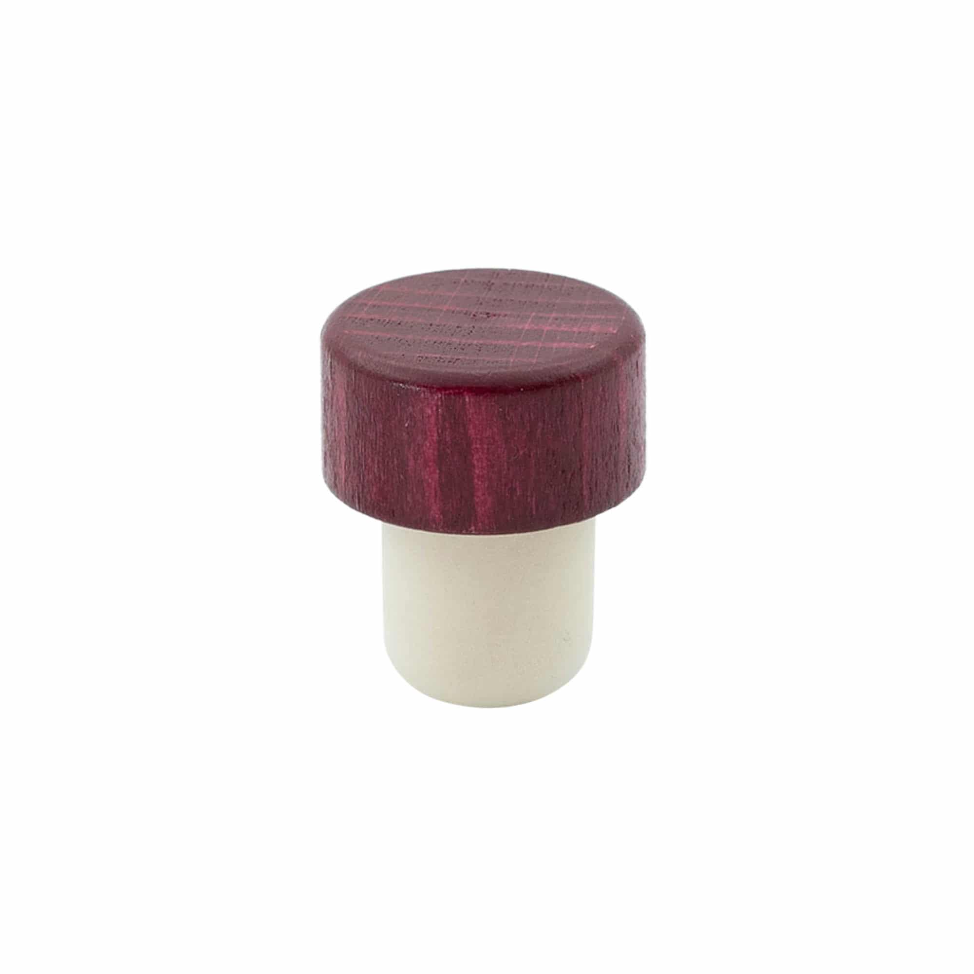 Handkurk 19 mm, hout/kunststof, bordeauxrood, voor monding: kurk