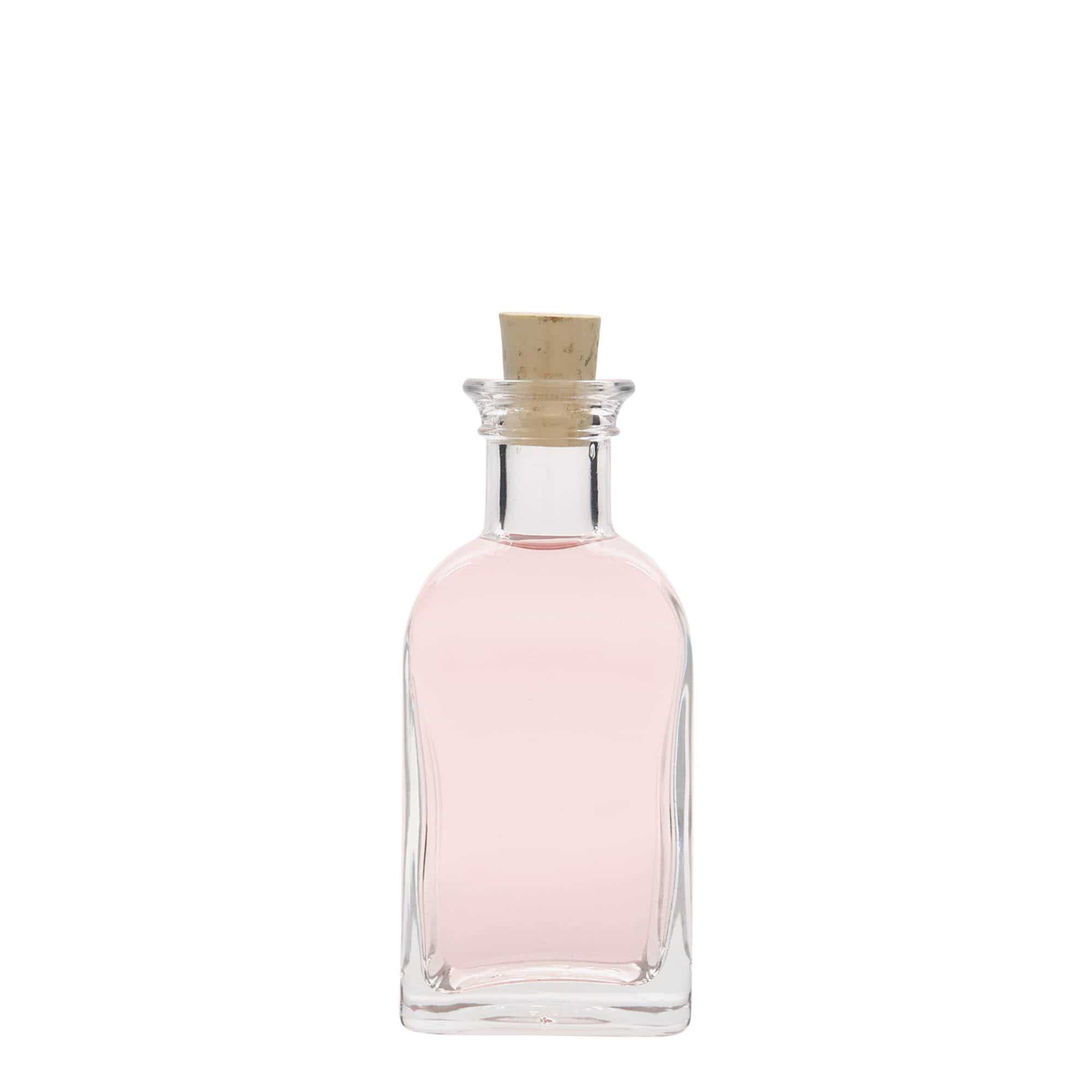Glazen fles Apotheker carré, 100 ml, vierkant, monding: kurk