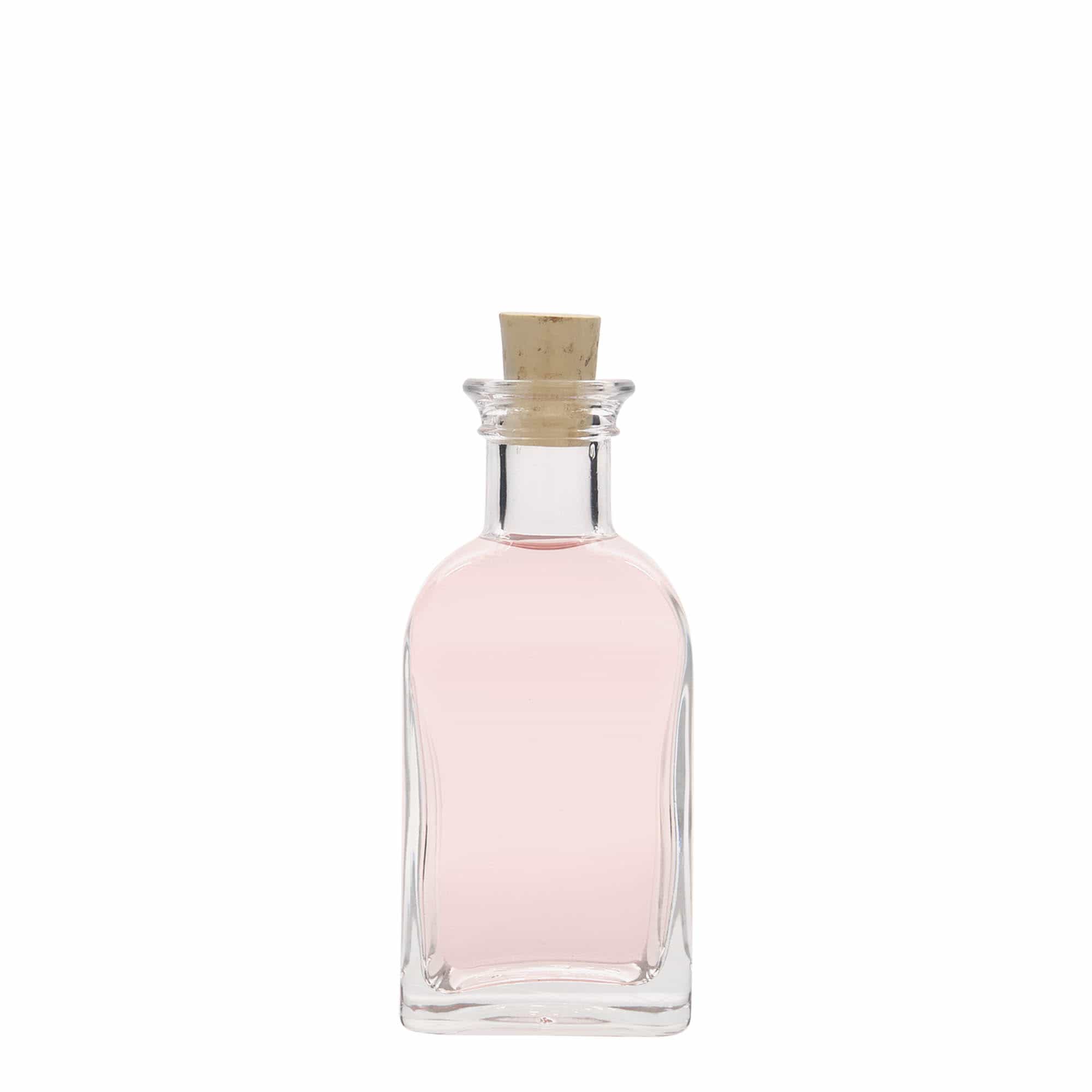 100 ml glazen fles Apotheker Carré, vierkant, opening: kurk