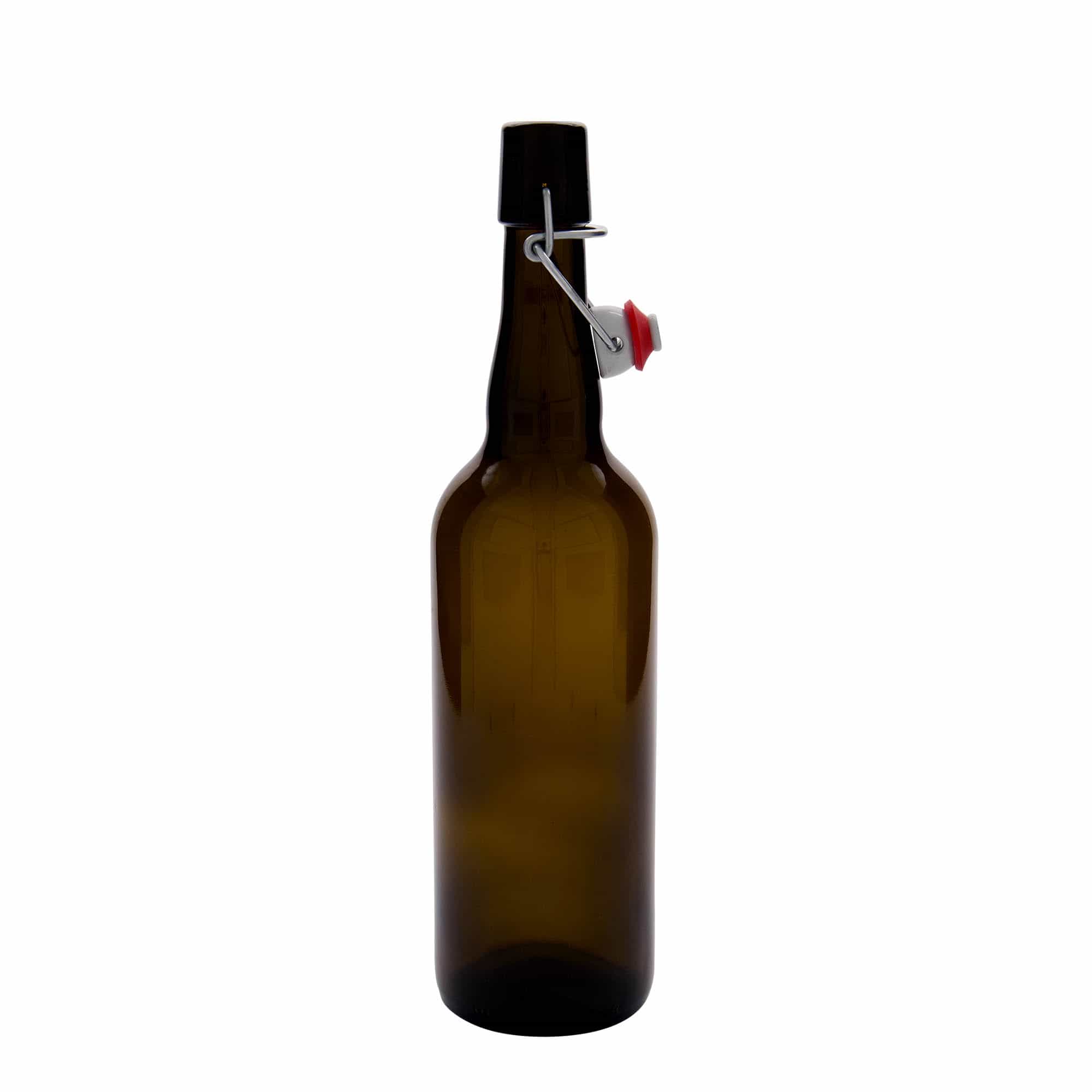 750 ml bierfles België, glas, bruin, hals: beugelsluiting