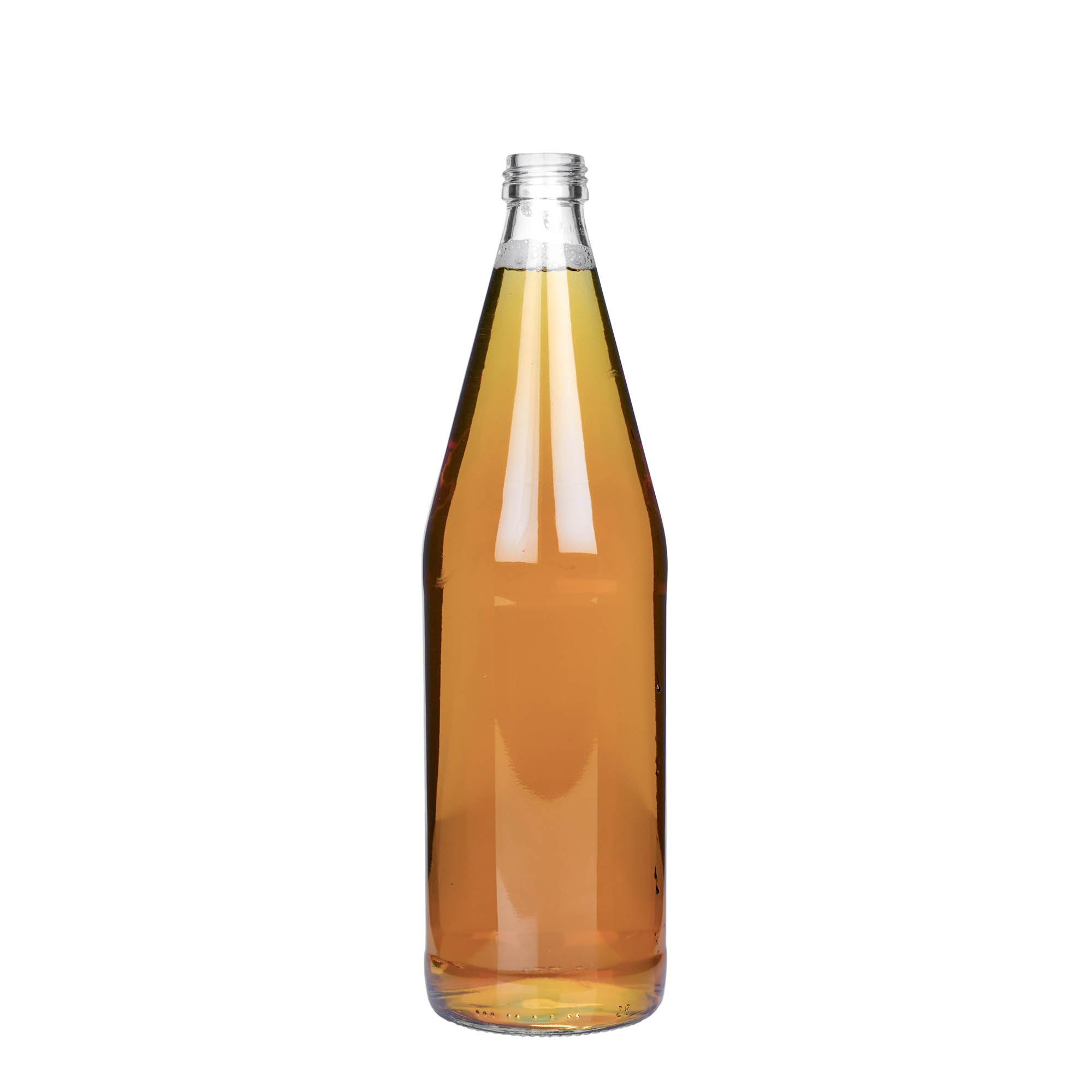 750 ml universele fles wortelvorm, glas, mondstuk: PP 28