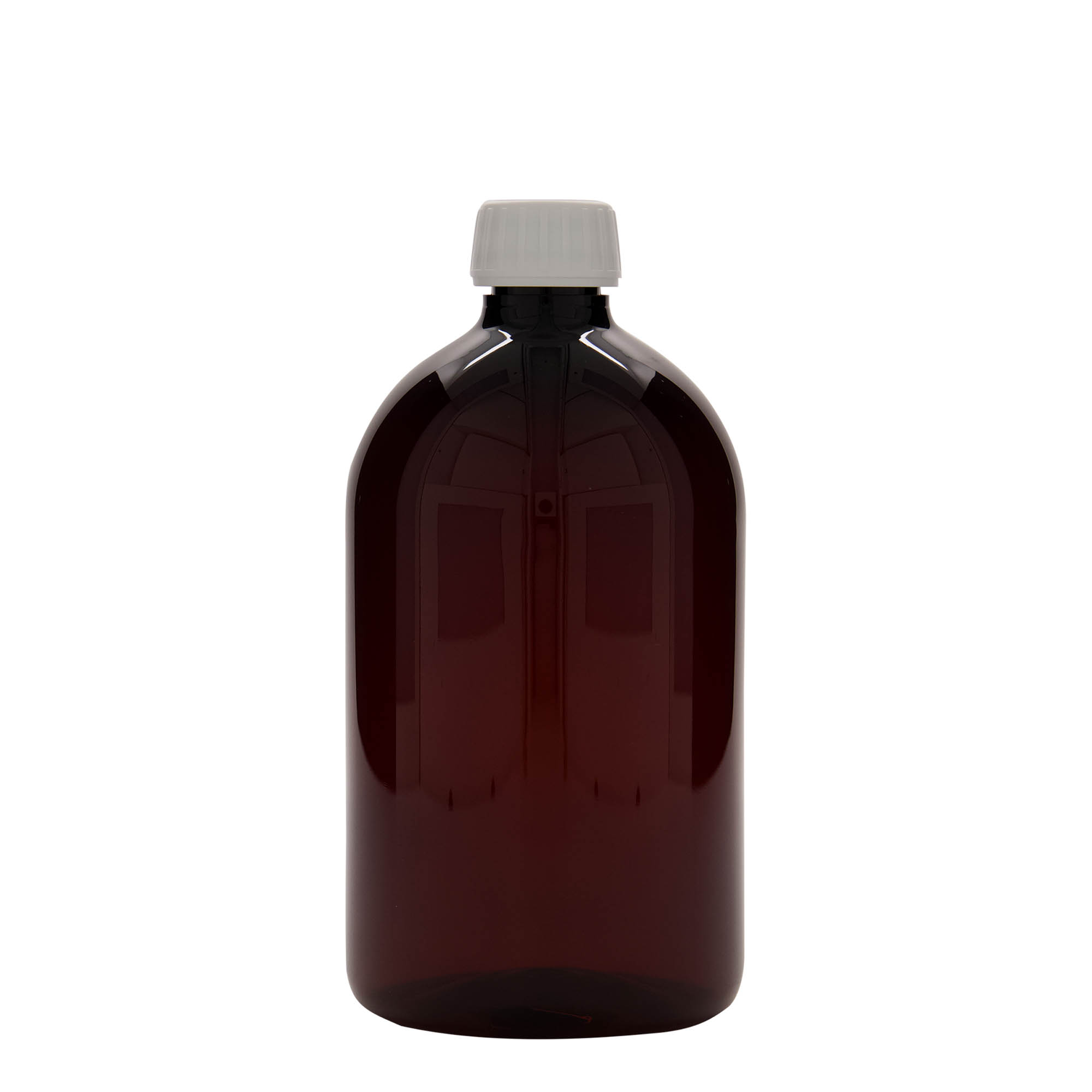 1.000 ml PET-medicijnfles, bruin, kunststof, hals: PP 28 1.000 ml PET-medicijnfles, bruin, kunststof, hals: PP 28