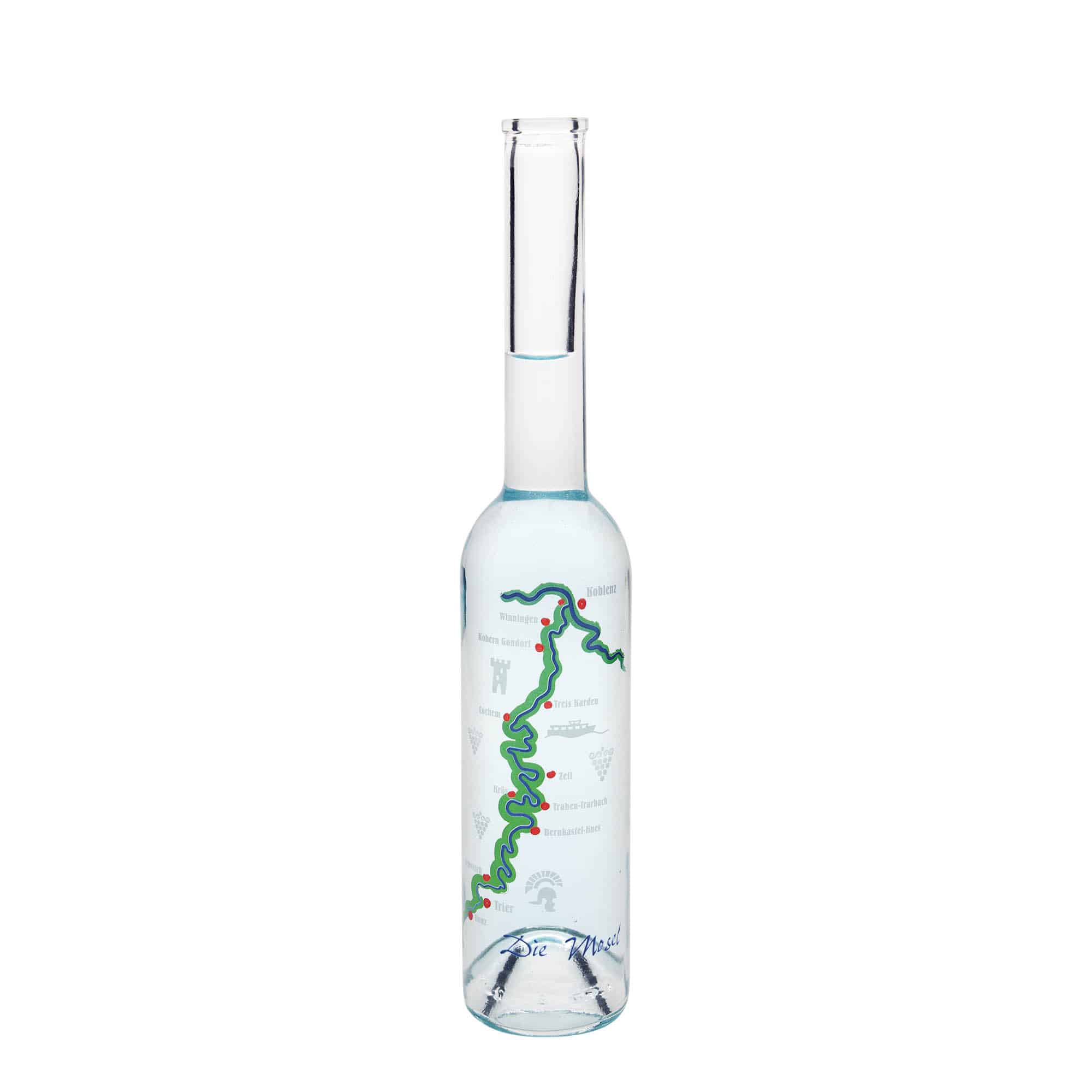350 ml glazen fles 'Opera', motief: Moezel, hals: kurk 350 ml glazen fles 'Opera', motief: Moezel, hals: kurk