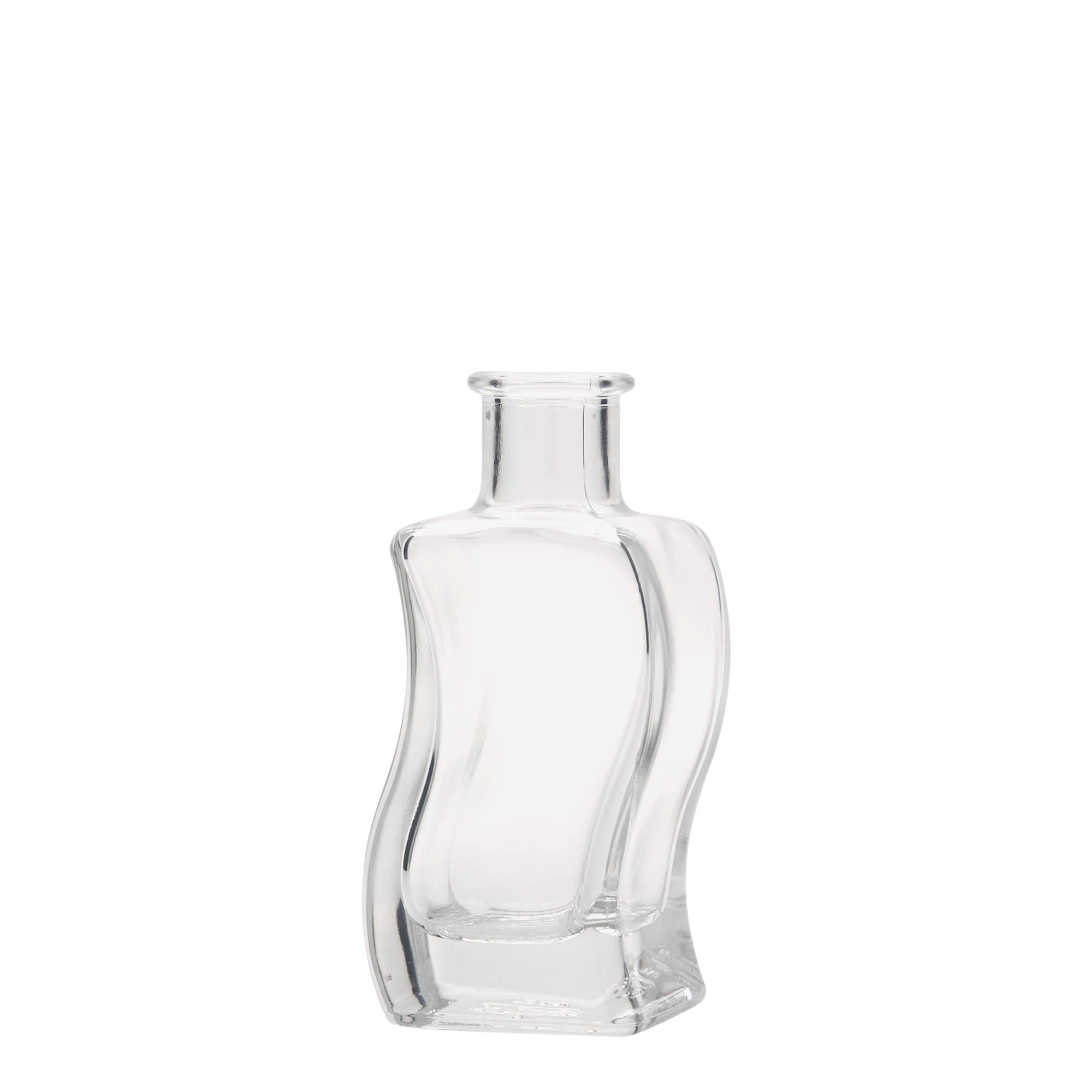 100 ml glazen fles 'Welle', vierkant, opening: kurk 100 ml glazen fles 'Welle', vierkant, opening: kurk