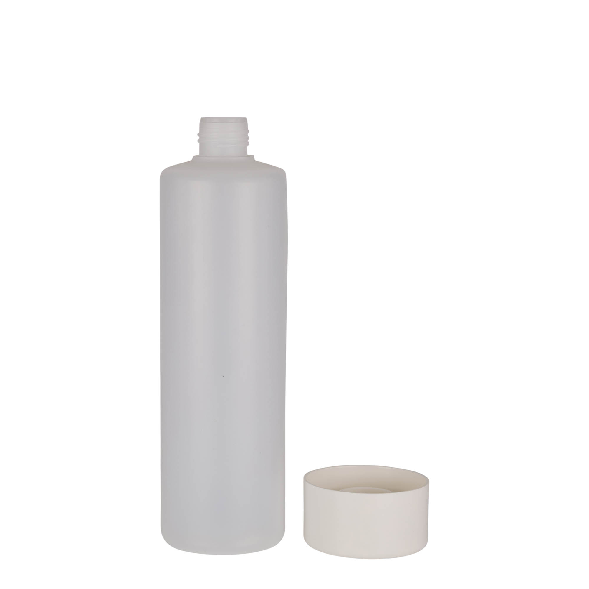 500 ml ronde fles, PE-kunststof, natuur, opening: schroefdop 500 ml ronde fles, PE-kunststof, natuur, opening: schroefdop