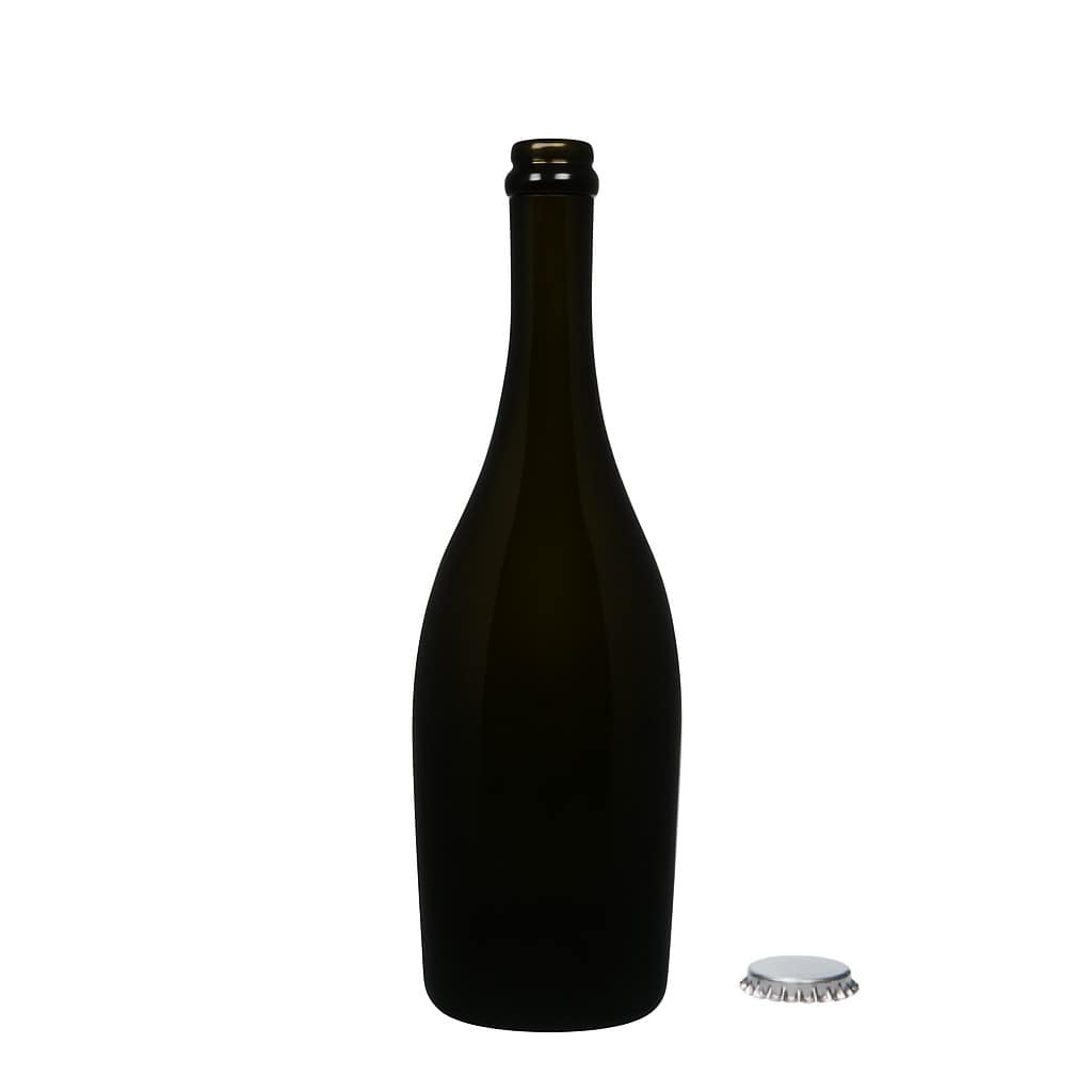 750 ml mousserende wijnfles 'Carmen', glas, antiekgroen, hals: kroonkurk