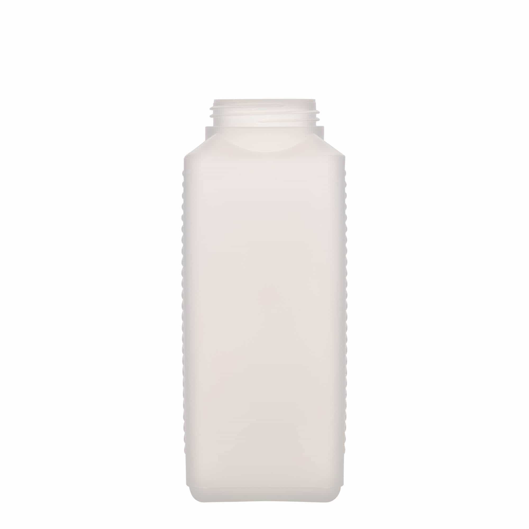 Fles met brede hals, 1000 ml, rechthoekig, HDPE-kunststof, naturel, monding: DIN 60 EPE Fles met brede hals, 1000 ml, rechthoekig, HDPE-kunststof, naturel, monding: DIN 60 EPE
