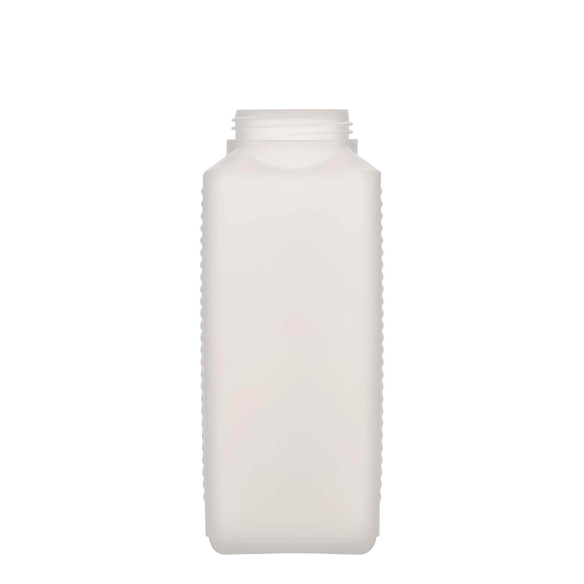 1.000 ml fles met brede hals, rechthoekig, HDPE-kunststof, naturel, opening: DIN 60 EPE