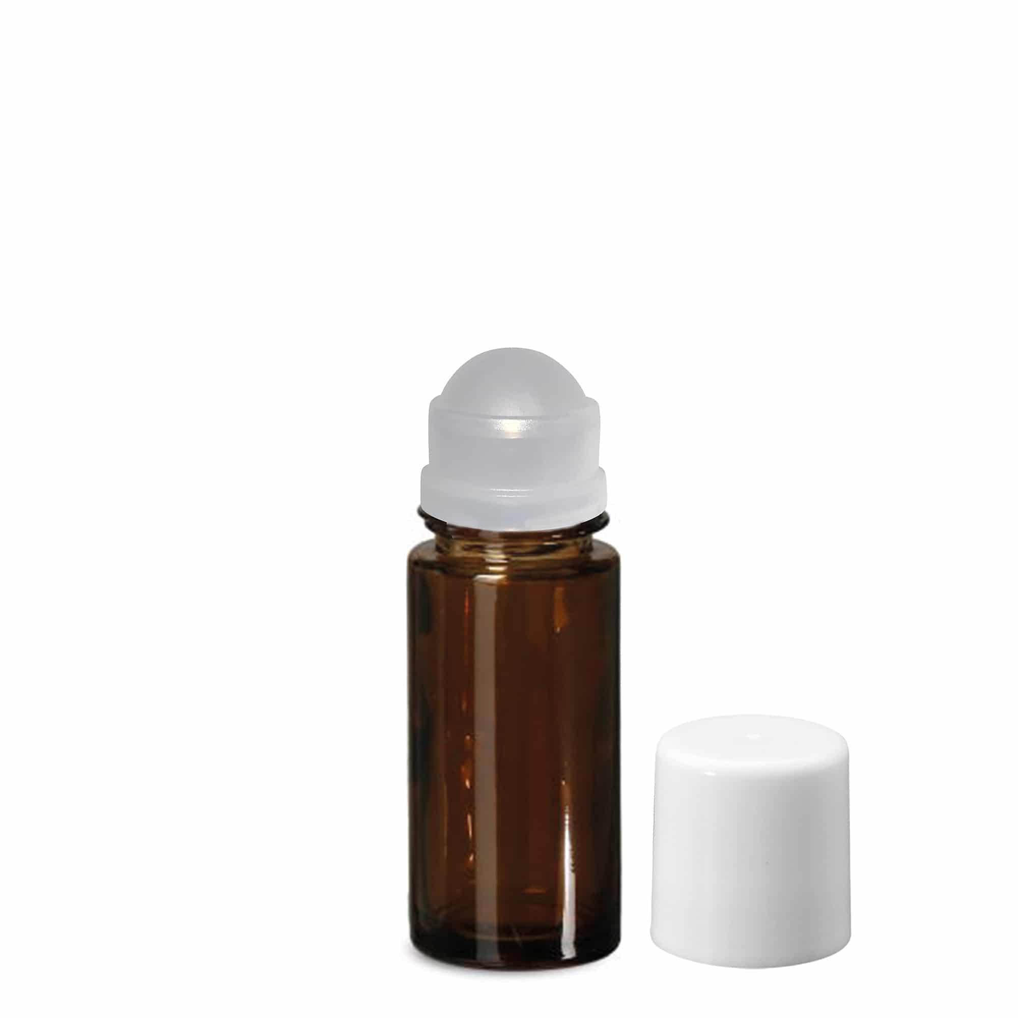 50 ml roll-onfles, glas, bruin, opening: schroefdop