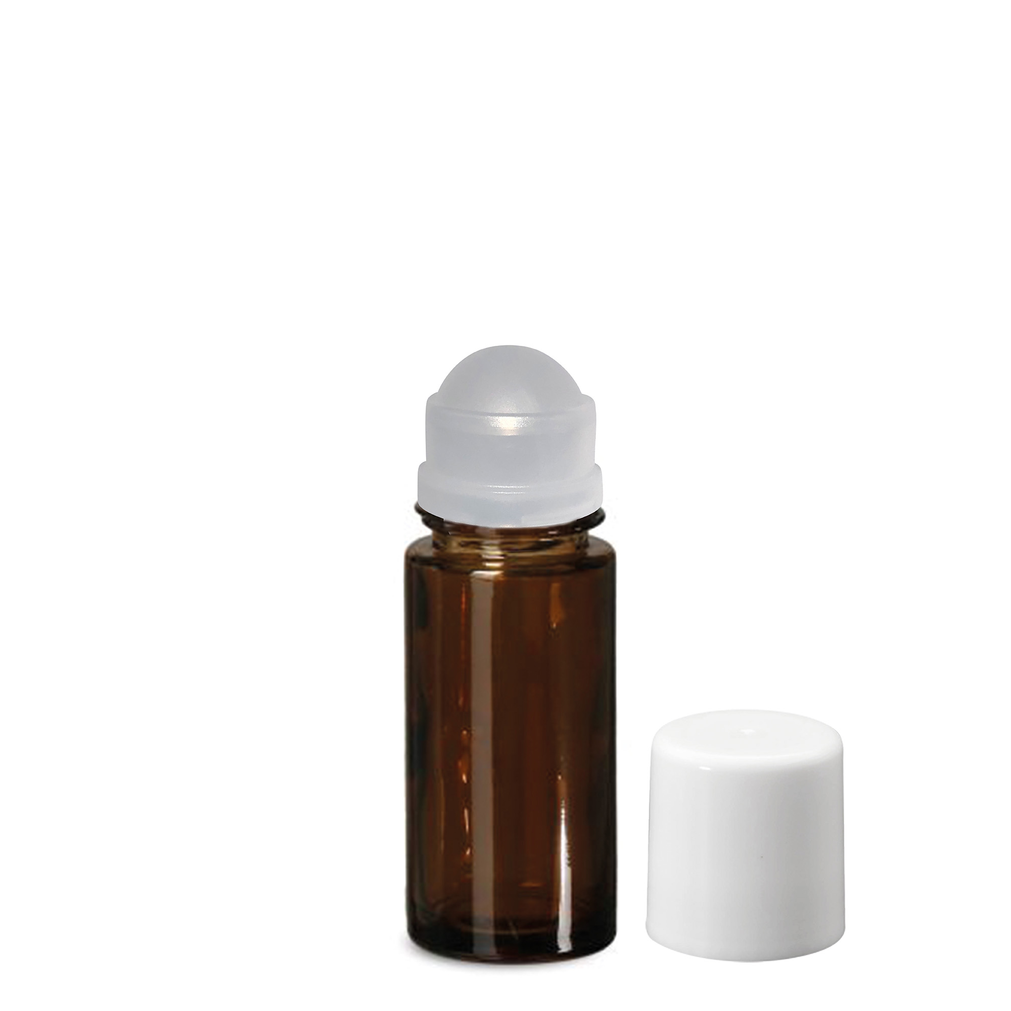 50 ml roll-onfles, glas, bruin, opening: schroefdop