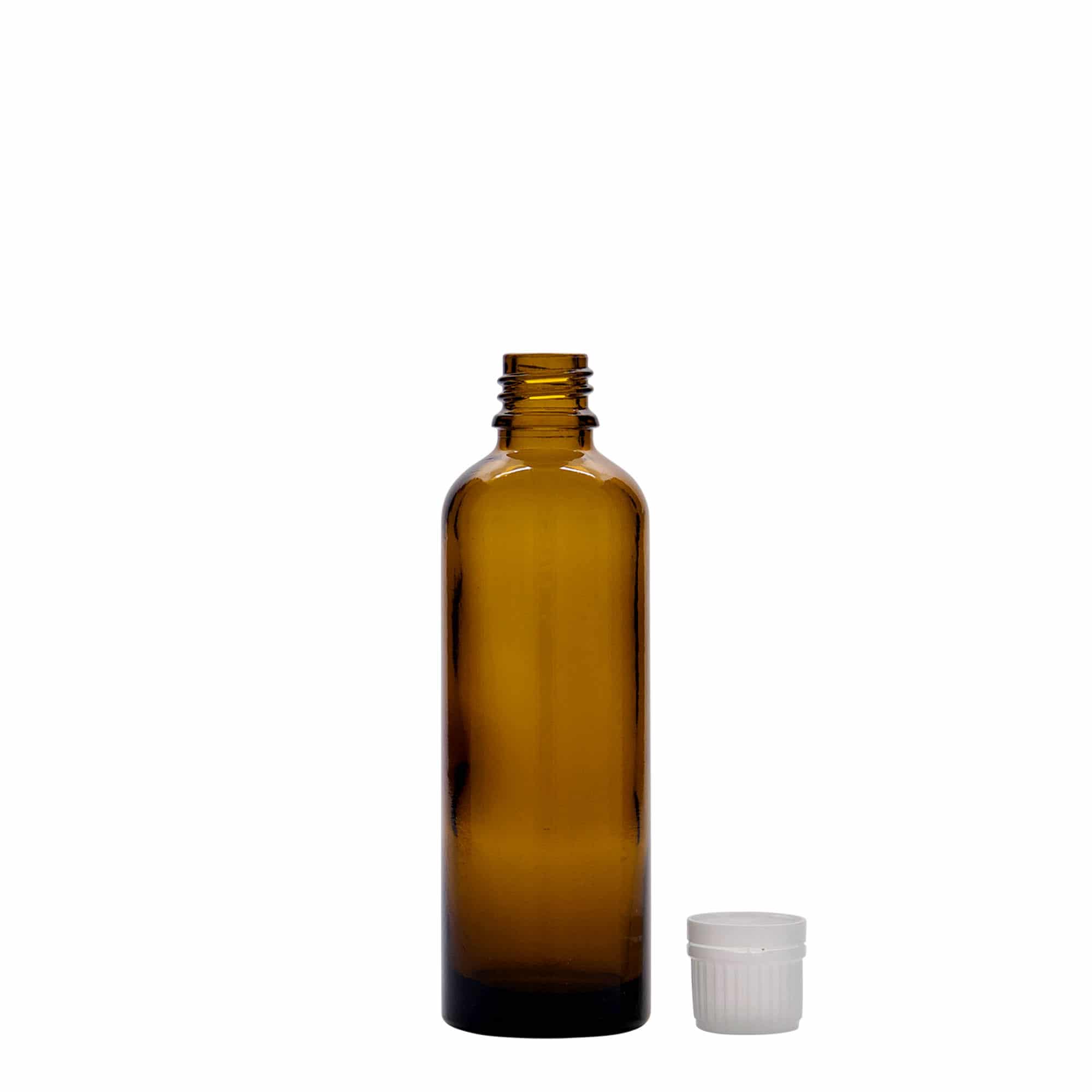 75 ml medicijnflesje, glas, bruin, opening: DIN 18