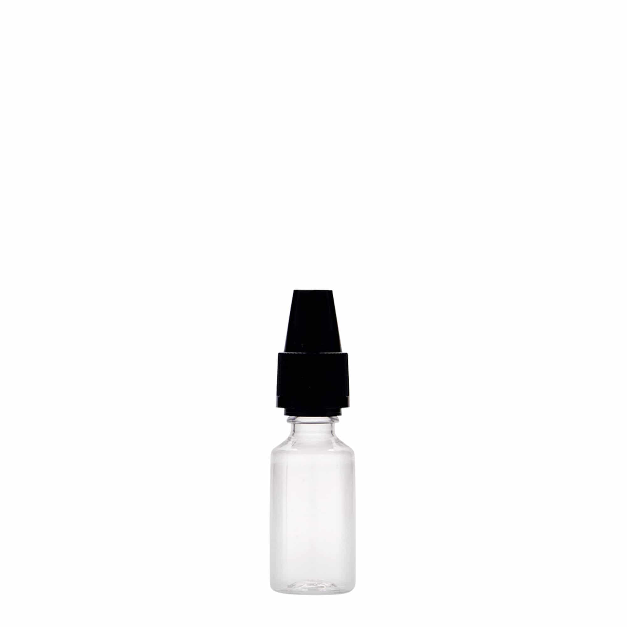 10 ml PET-fles 'E-Liquid' met kwaliteits- en kindersluiting, kunststof, opening: schroefdop