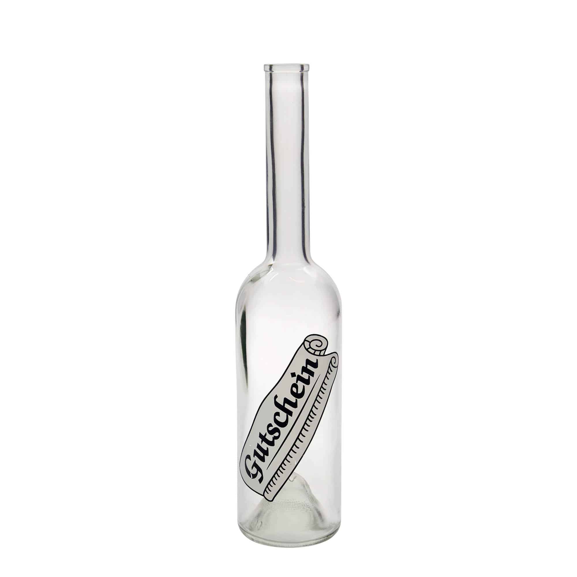 Glazen fles 'Opera', 500 ml, motief: Waardebon, monding: kurk