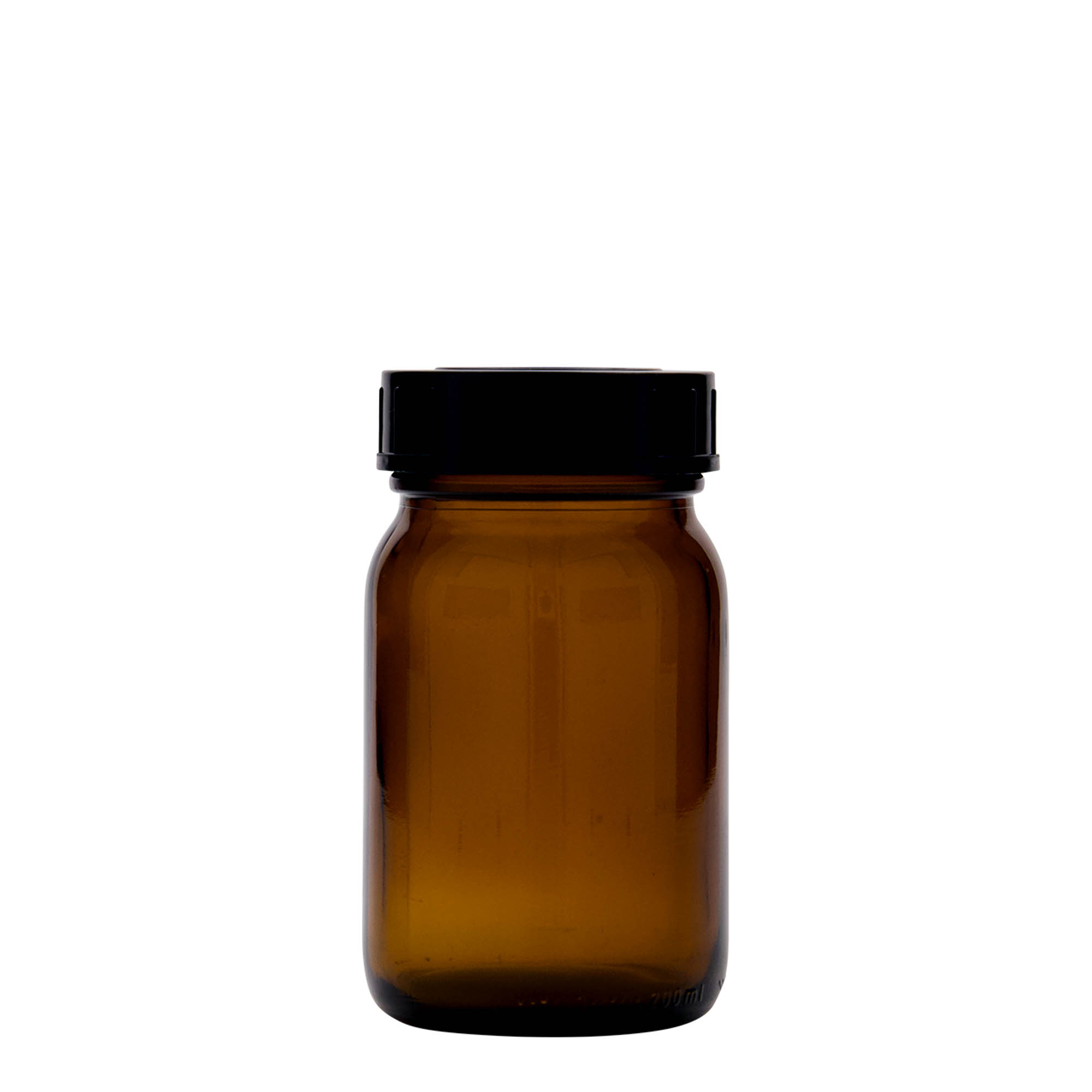 200 ml bredehalsglas, bruin, opening: DIN 55 200 ml bredehalsglas, bruin, opening: DIN 55
