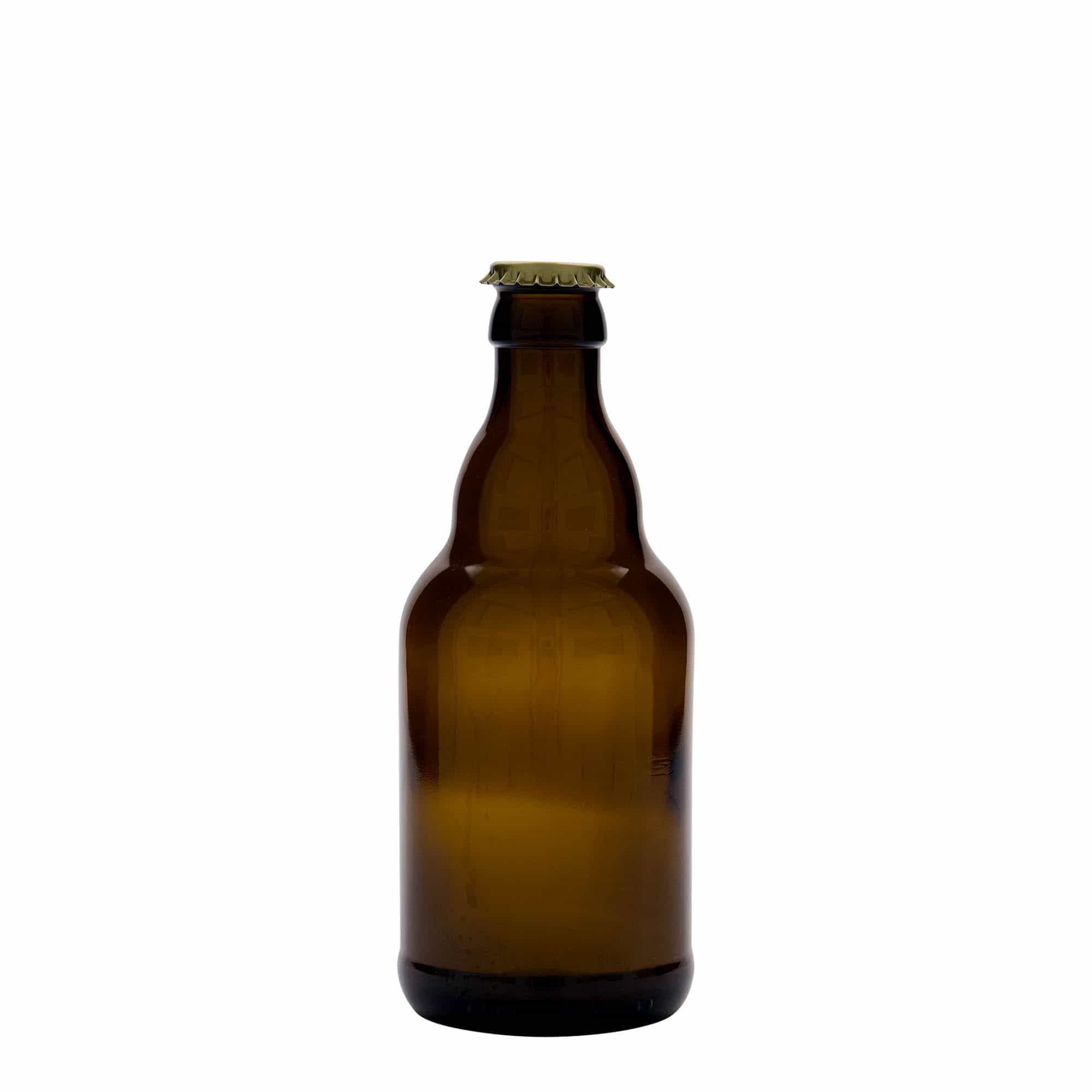 330 ml bierfles 'Steinie', glas, bruin, monding: kroonkurk