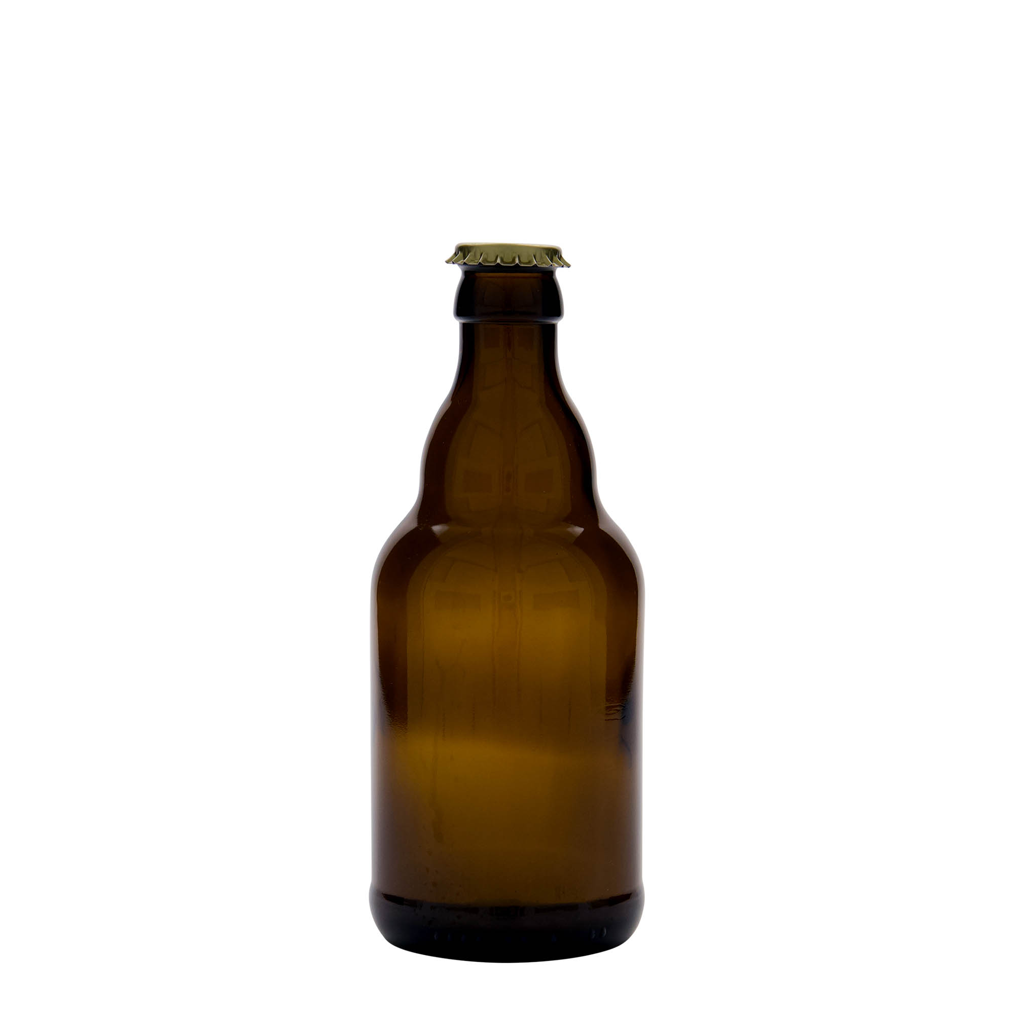330 ml bierfles 'Steinie', glas, bruin, monding: kroonkurk 330 ml bierfles 'Steinie', glas, bruin, monding: kroonkurk