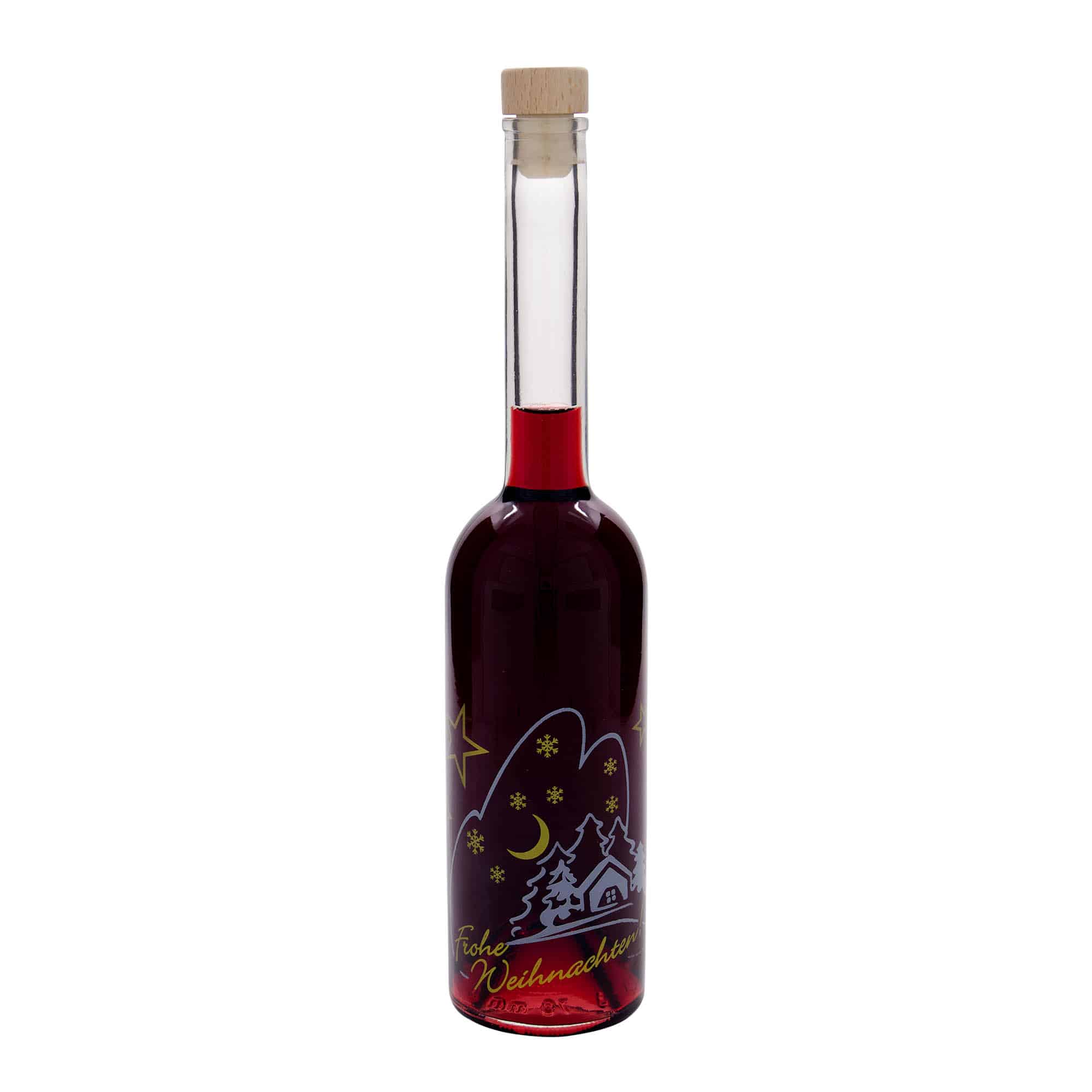 Glazen fles 'Opera', 500 ml, motief: Kerstidylle, monding: kurk