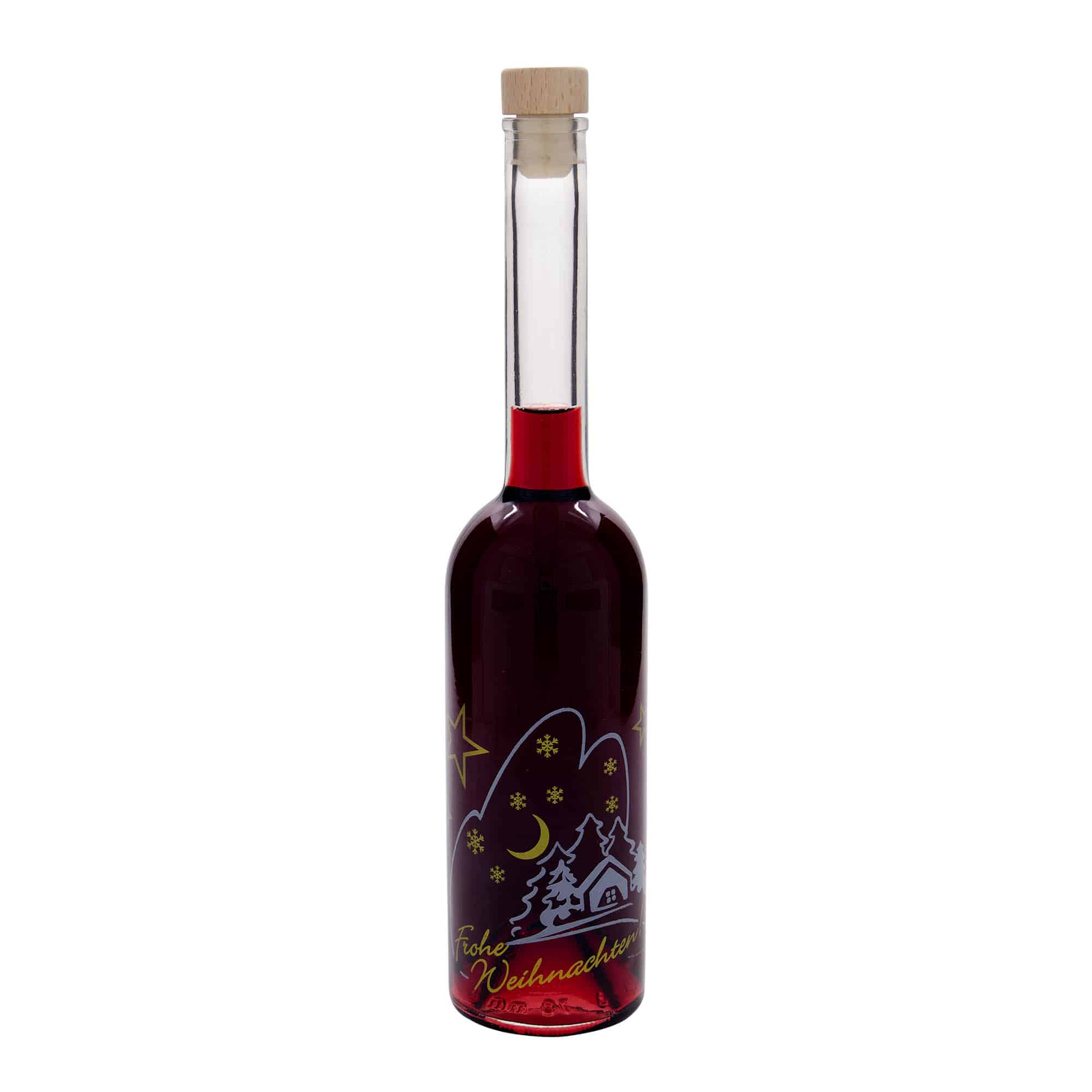 500 ml glazen fles 'Opera', motief: kerstidylle, opening: kurk