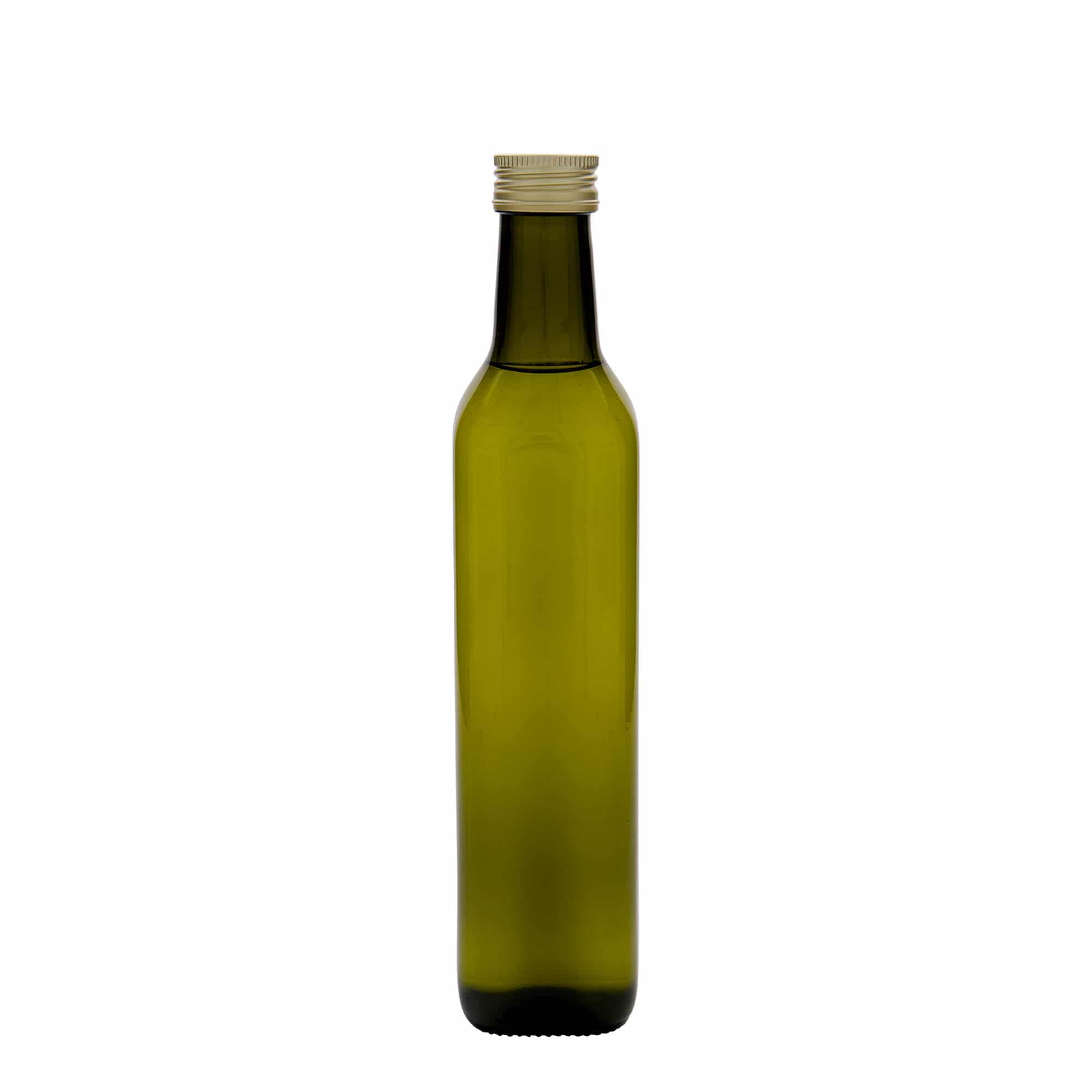 500 ml glazen fles 'Marasca', vierkant, antiekgroen, opening: PP 31,5