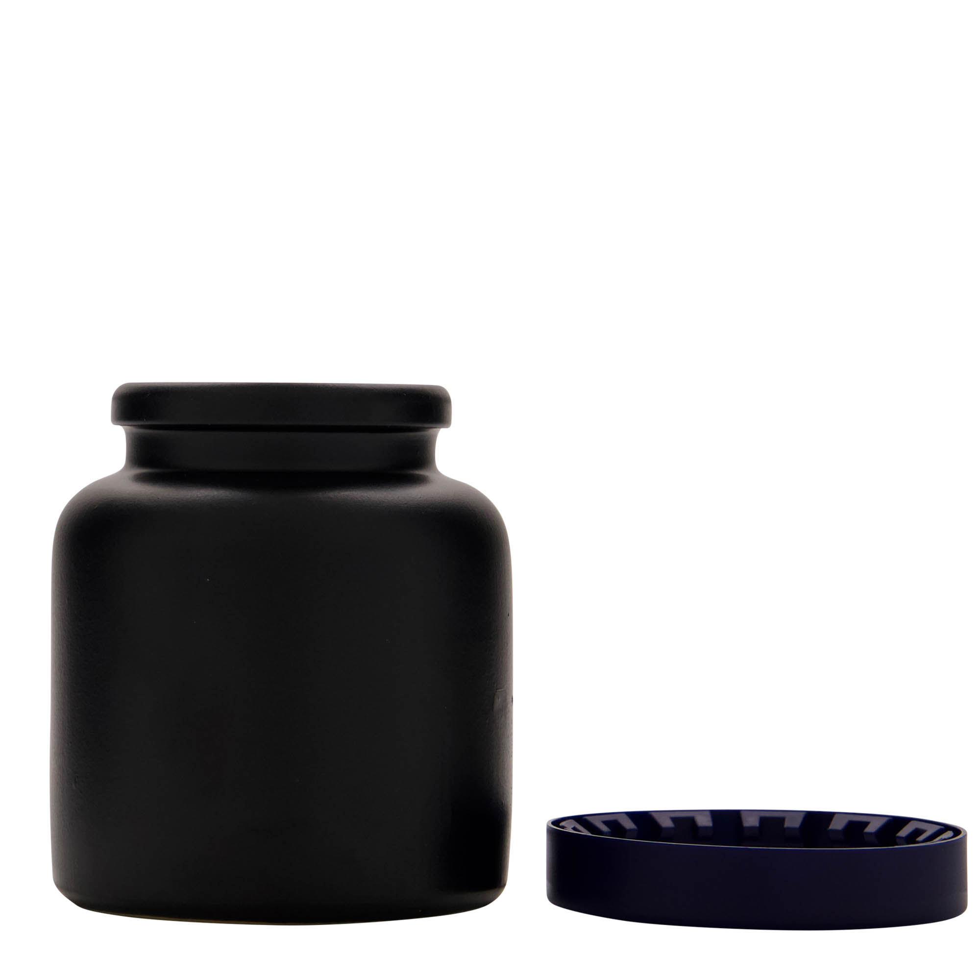 270 ml steengoedpot, keramiek, zwart, opening: opzetdeksel