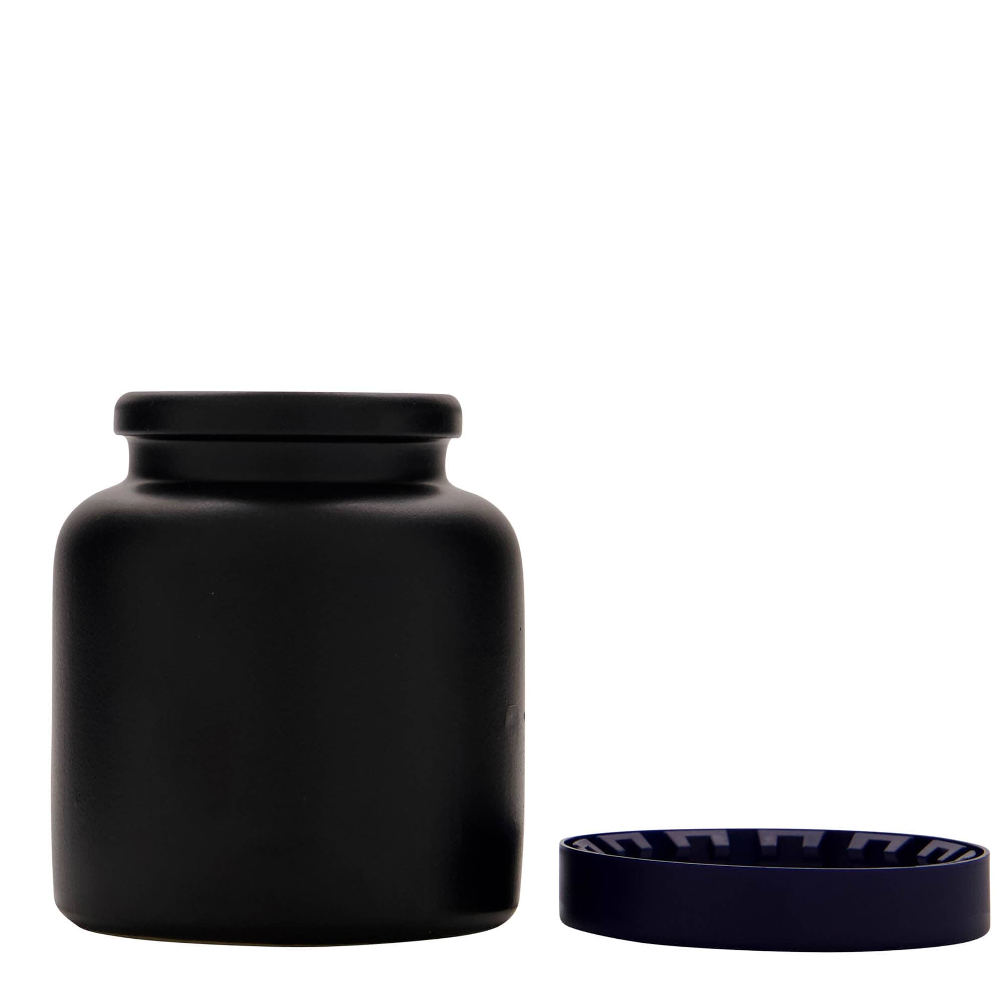270 ml steengoedpot, keramiek, zwart, opening: opzetdeksel