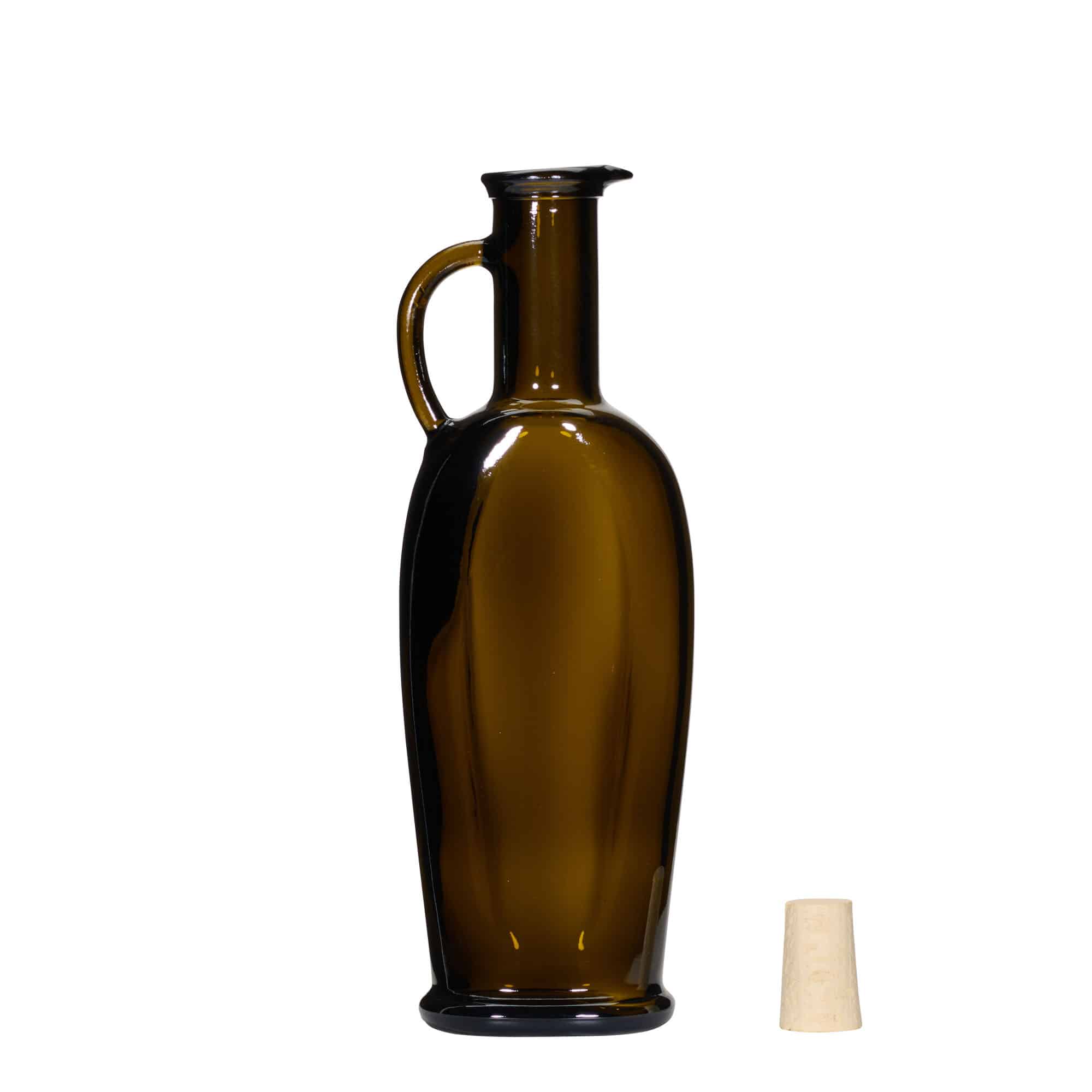 250 ml glazen fles 'Eleganta', ovaal, antiekgroen, opening: kurk