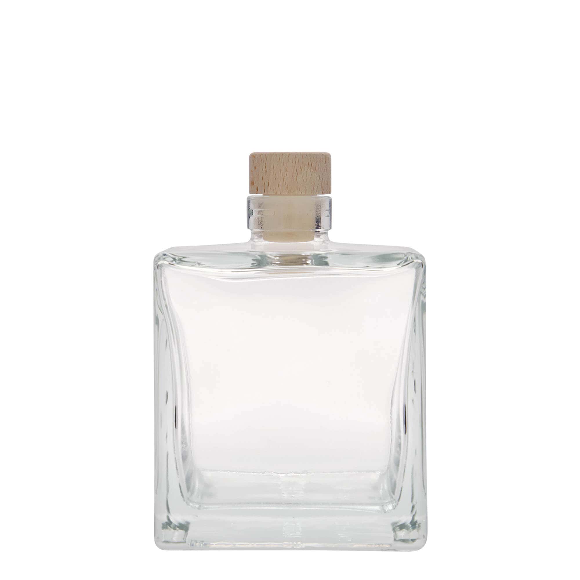 500 ml glazen fles 'Cube', vierkant, opening: kurk