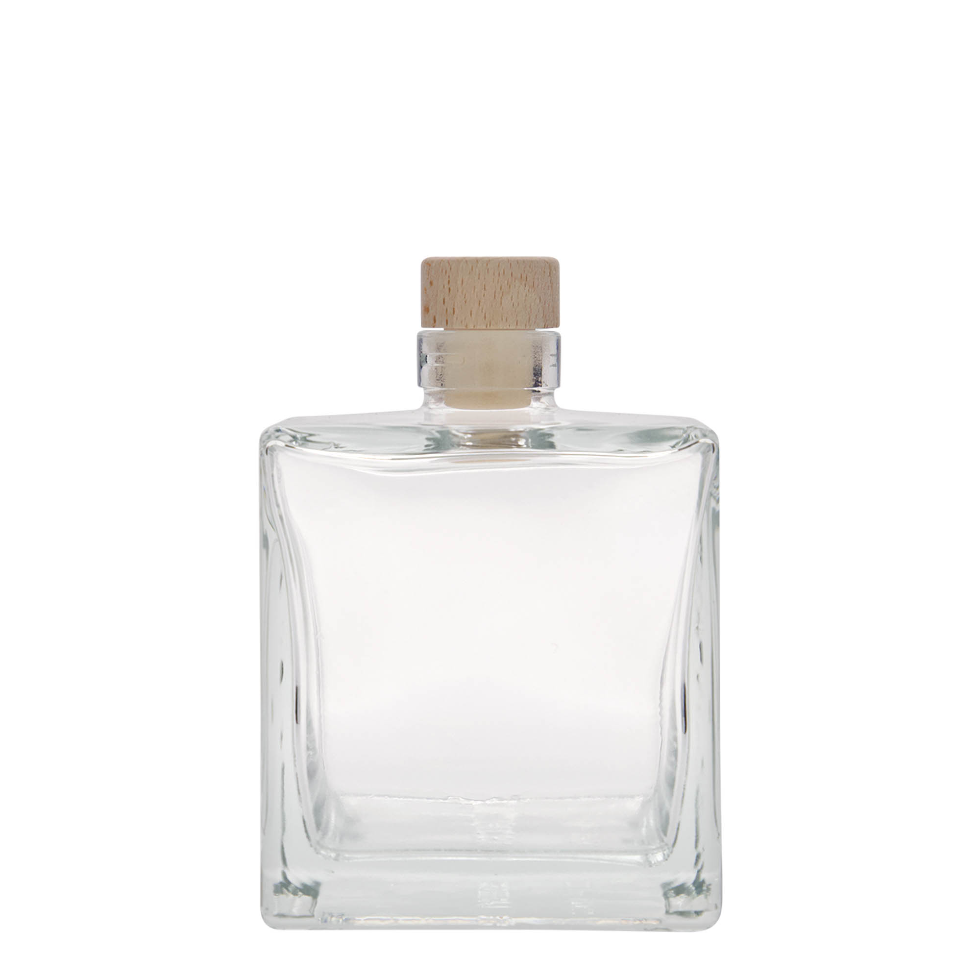 500 ml glazen fles 'Cube', vierkant, opening: kurk