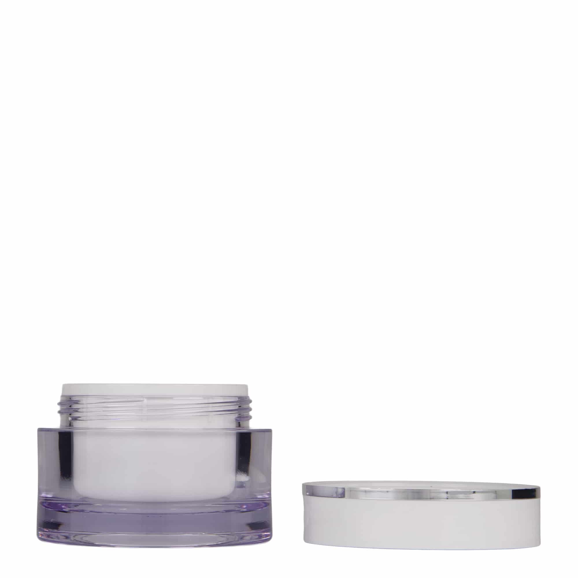 50 ml potje, SAN-kunststof, wit, opening: schroefdop