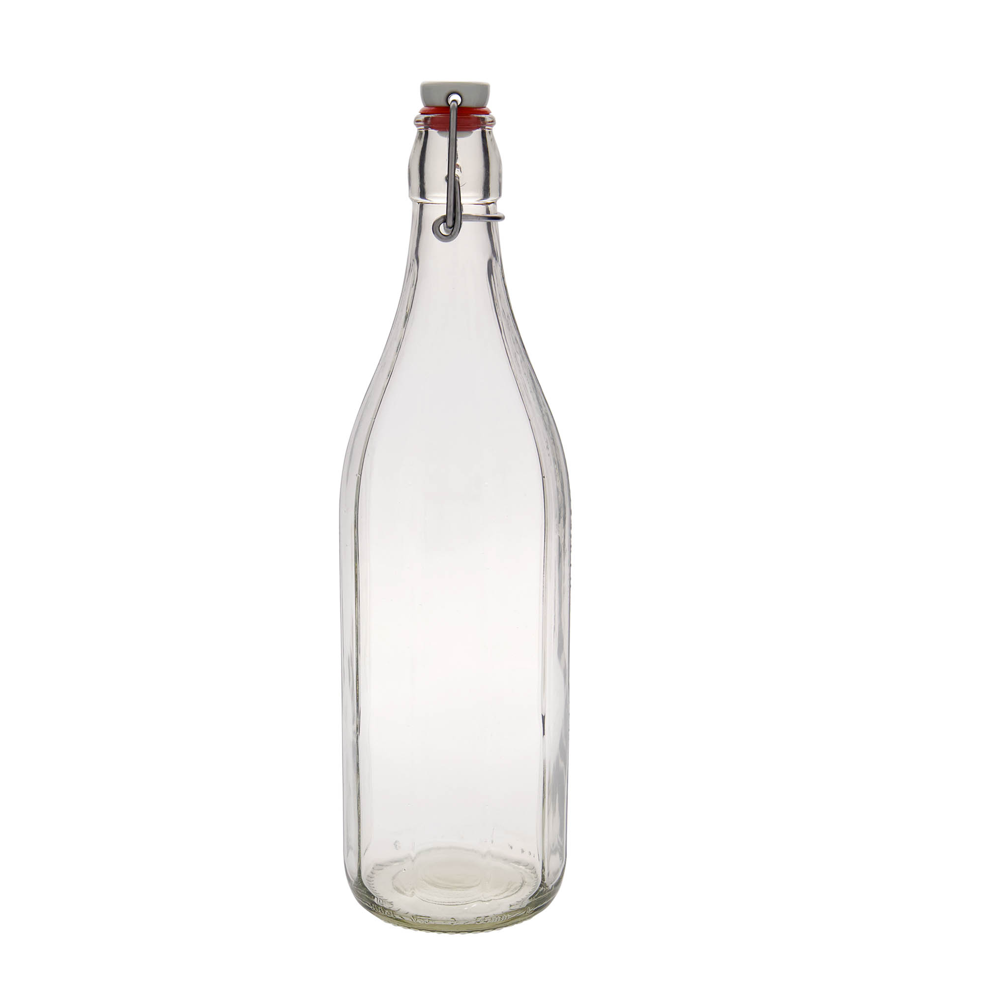 1.000 ml glazen fles 'Bravo' #, tienhoekig, mondstuk: beugelverschluss